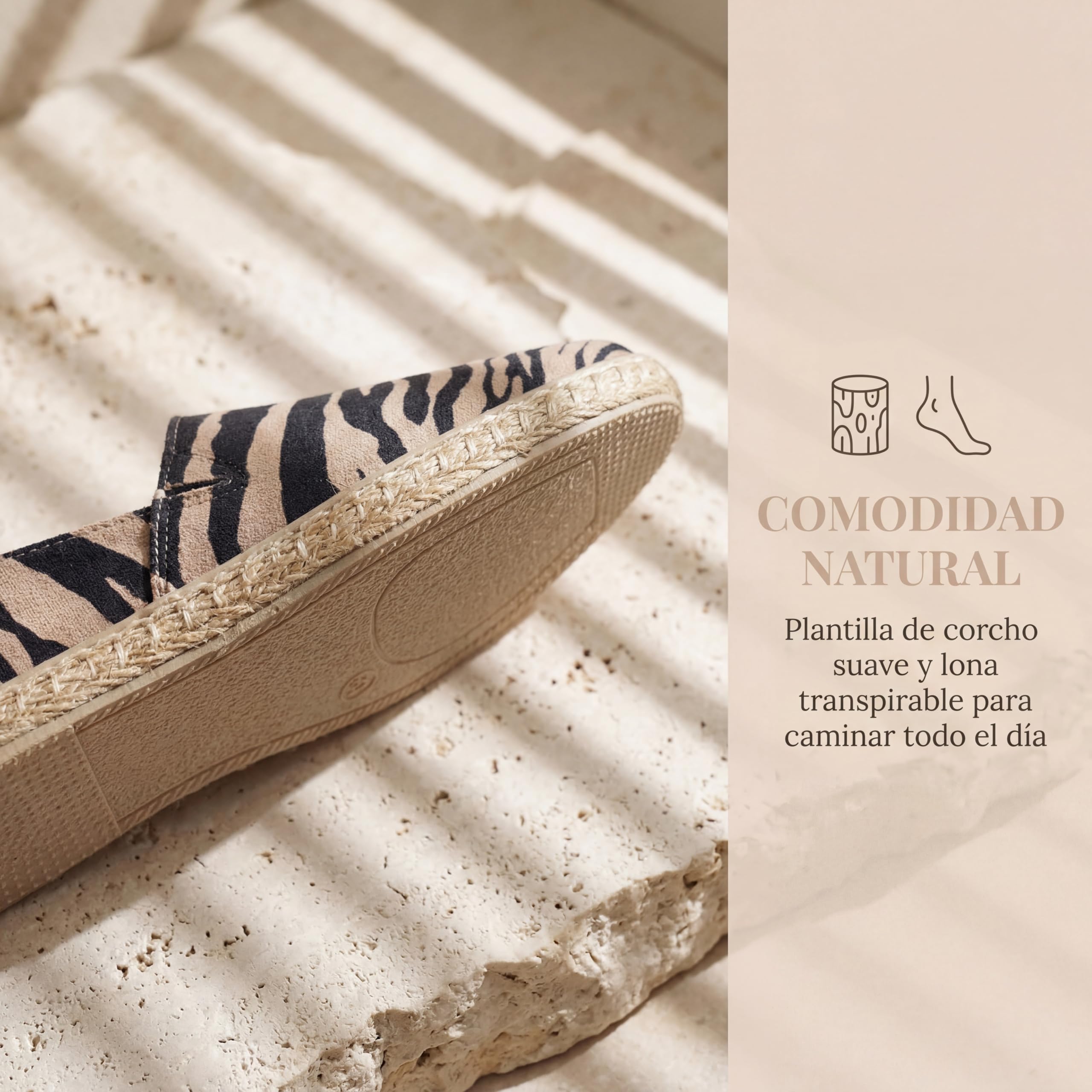 GLAMORA Alpargatas Mujer Esparto Lona Slip On Transpirables Ligeras Suela Yute Antideslizante Cómodas Textil Plana Plantilla Confort Flexible Tejido Elástico Ajuste Ligero