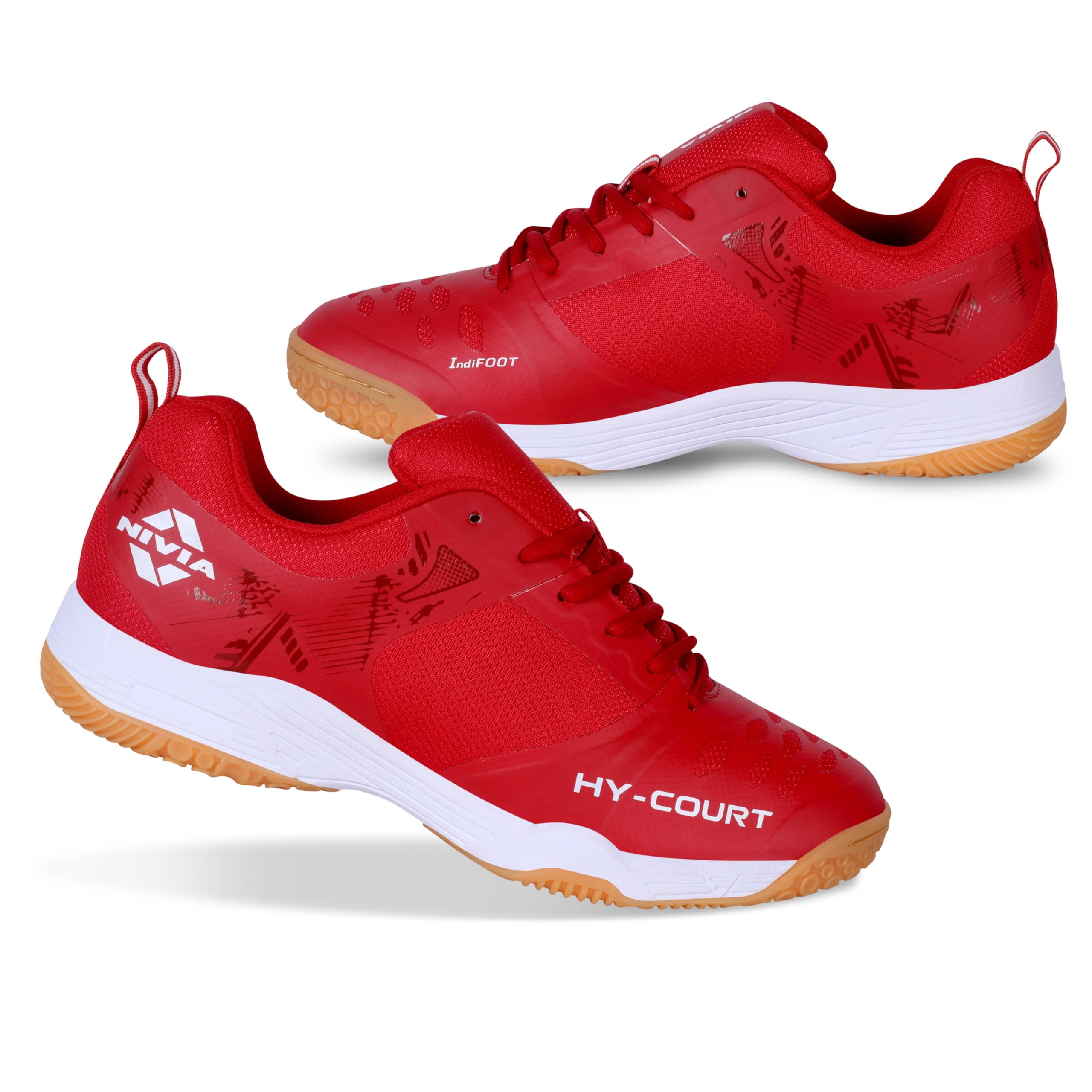 Nivia HY-Court 2.1 Badminton Shoes for Men, Ultimate Footwear for Court Mastery, Padel Shoes, Pickleball Shoes, Non-Marking Court Shoes, Unleash Your Full Court Potential, (Red), UK03