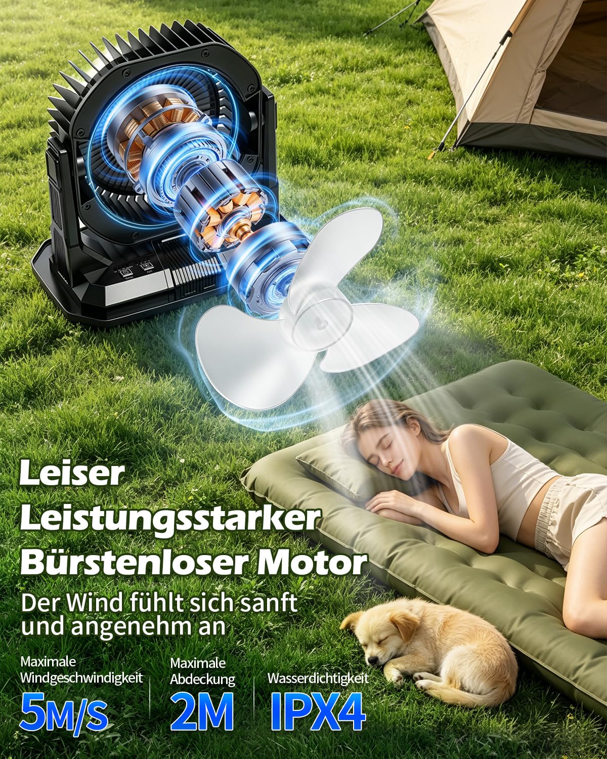 yAyusi 10L Großer Tragbarer Nebelventilator für Den Außenbereich mit RGB-Beleuchtung, 3-in-1 20000mAh Akku-Wasservernebler mit Fernbedienung＆Timer, 4 Geschwindigkeiten 4 Sprühmodi für Terrasse/Camping