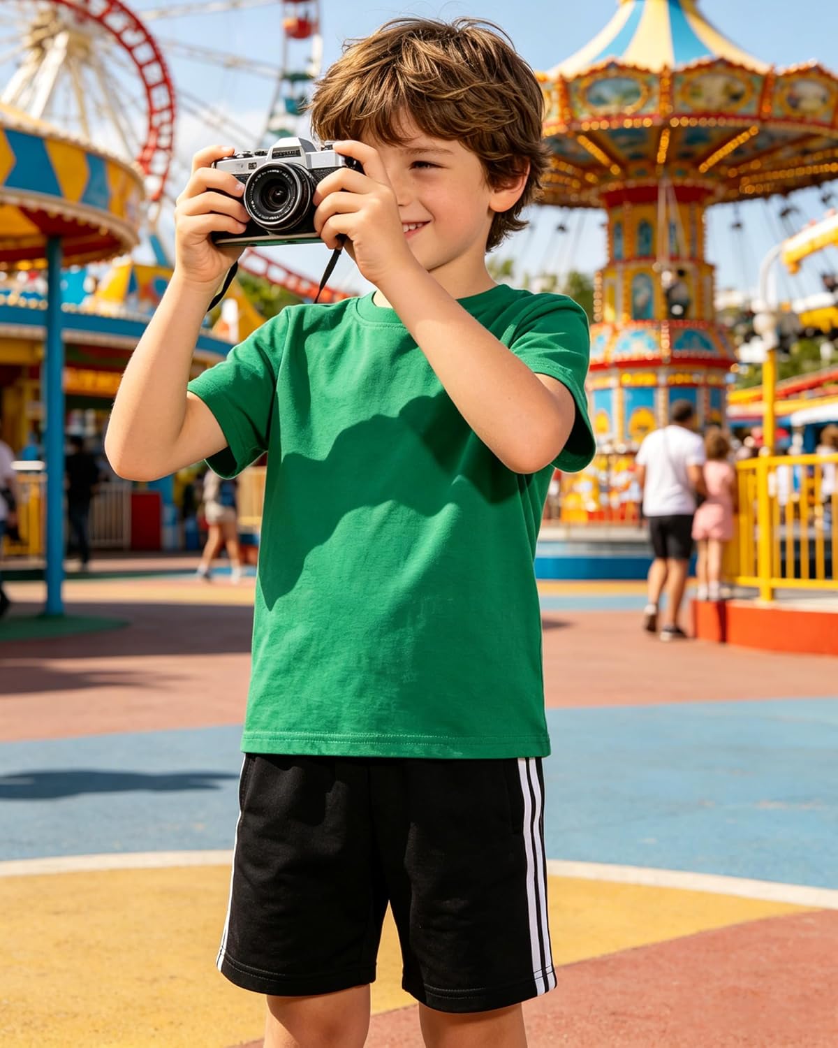 Boys' Green/Yellow Tshirt for Teens 5-14 Years Basic Tops