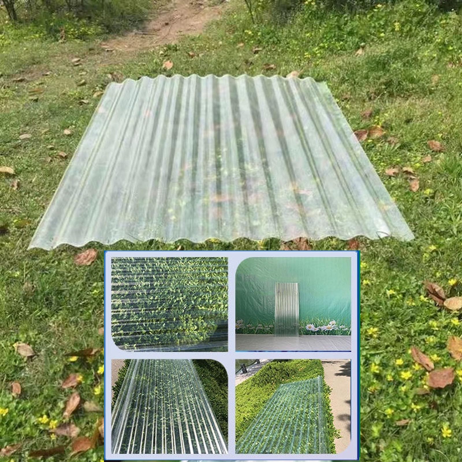 1mm Hojas De Techo Corrugado,2/4/6/8/10/12/15pcs Panel Para Tejado Transparente,FRP Con Resistencia A Los Rayos UV,Chapa Ondulada Para Invernaderos Prueba De Lluvia (0.9×0.9m,4pcs)