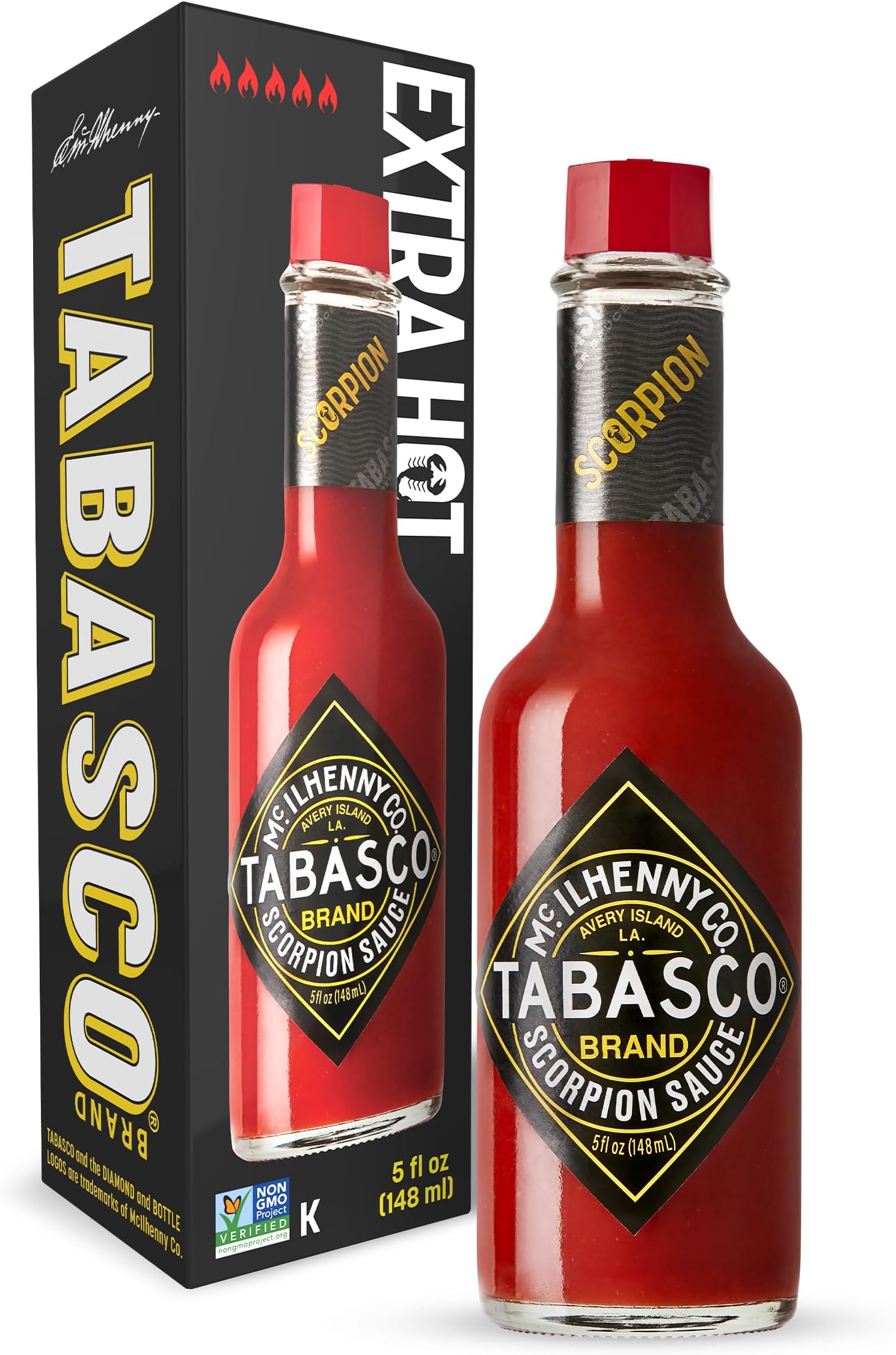 Brand Scorpion Hot Sauce, Extra Hot, 5 Oz Glass Bottle (1-Pack) | Fiery & Intense Spicy Taco Sauce, Bold Hotsauce, Scorpion Pepper Sauce, Guava & Pineapple Blend, Great for Dips, Pizza & More