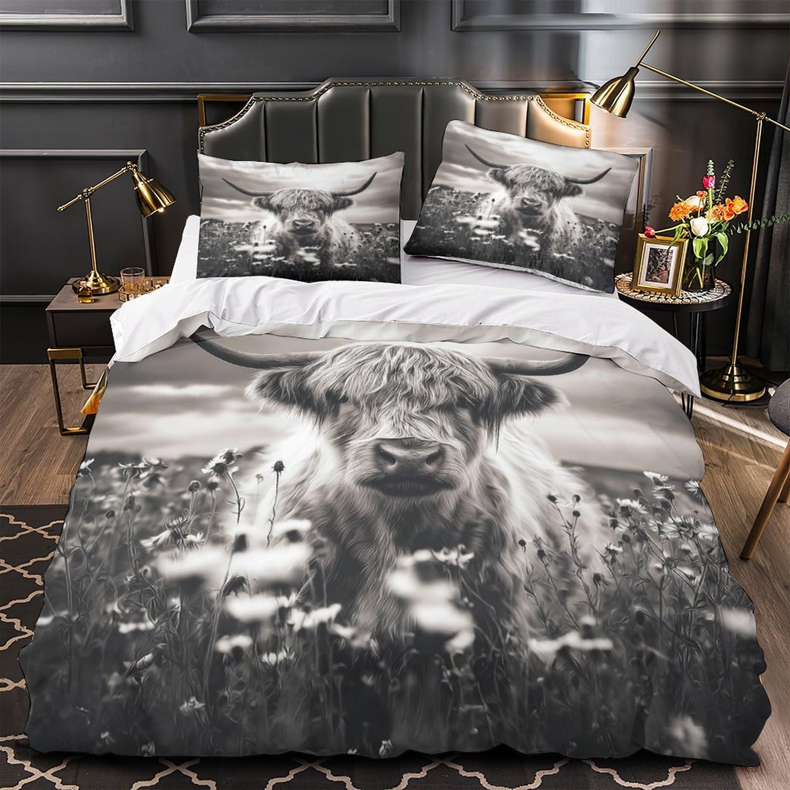 Parure de lit microfibre douce contre les allergies parure de lit rustique King