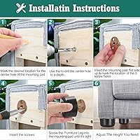 Vista 5 de 4 patas de plástico para muebles de 1-1/8 pulgadas, patas de sofá negras, patas redondas para muebles, patas de repuesto para sofá con tuercas