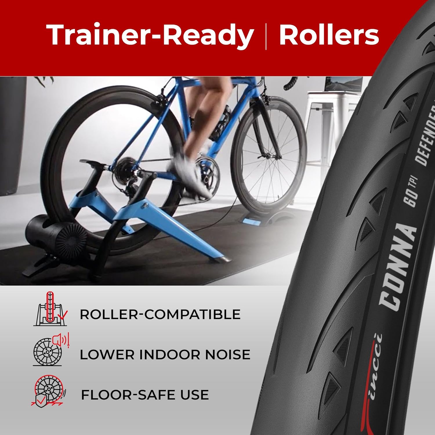 Fincci Foldable 700x28c Tire - Road Bike Tires 28-622 with Nylon Anti Puncture - Black 700c Bike Tire Puncture Proof with Kevlar for Racing, Hybrid, Folding Bicycles - Flatless Tires 28 inch
