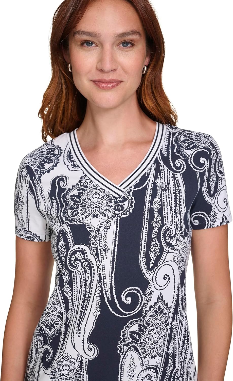 Nautica Womens Stripe V-Neck Short Sleeve T-Shirt - Image 5