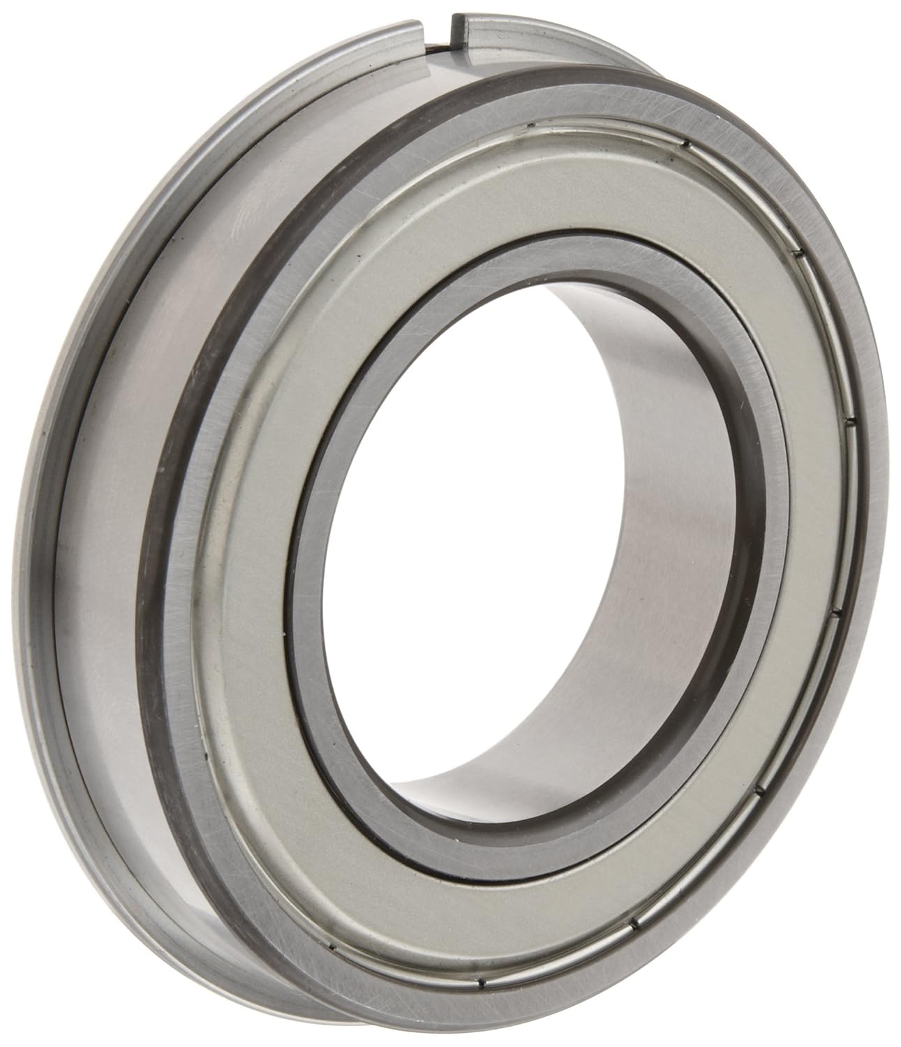 NSK 6206ZZNR Deep Groove Ball Bearing, Single Row, Double Shielded, Snap Ring, Pressed Steel Cage, Normal Clearance, Metric, 30mm Bore, 62mm OD, 16mm Width, 11000rpm Maximum Rotational Speed, 2540lbf 
