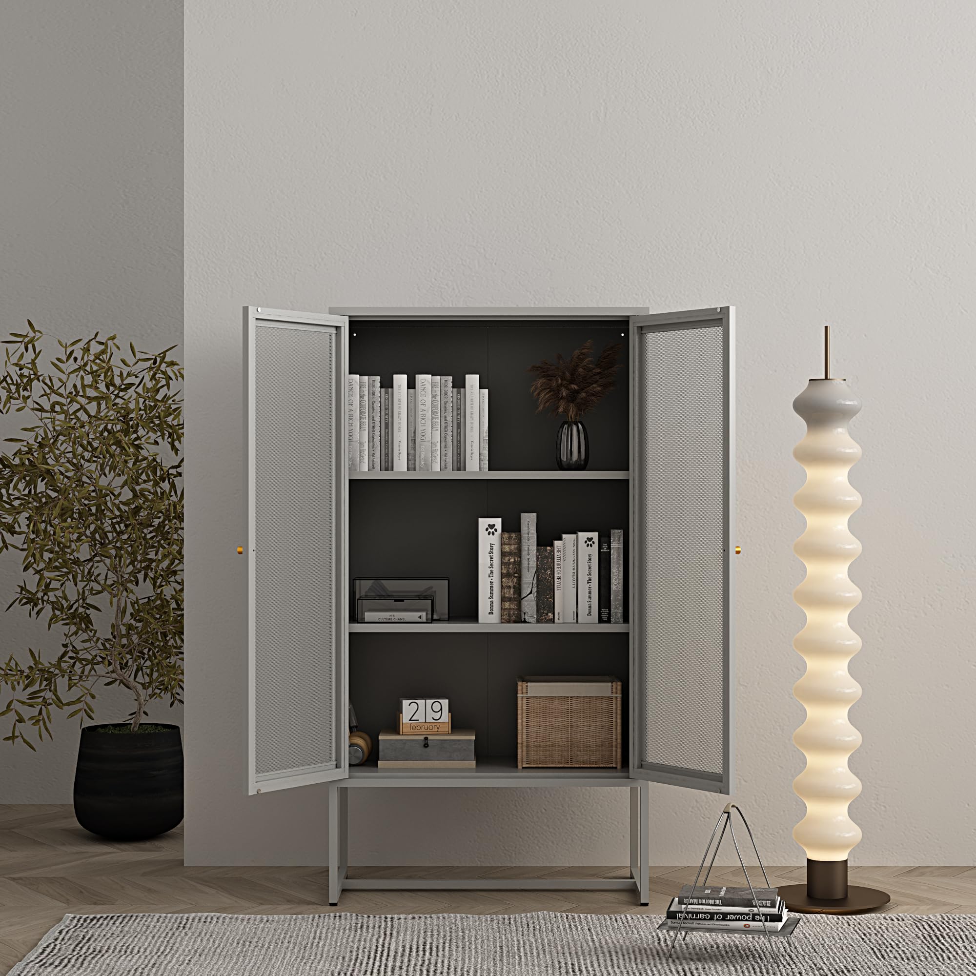 [en.casa] Aktenschrank Sund Metallschrank mit 2 Türen Büroschrank 150 x 80 x 40 cm Mehrzweckschrank Stahl Grau