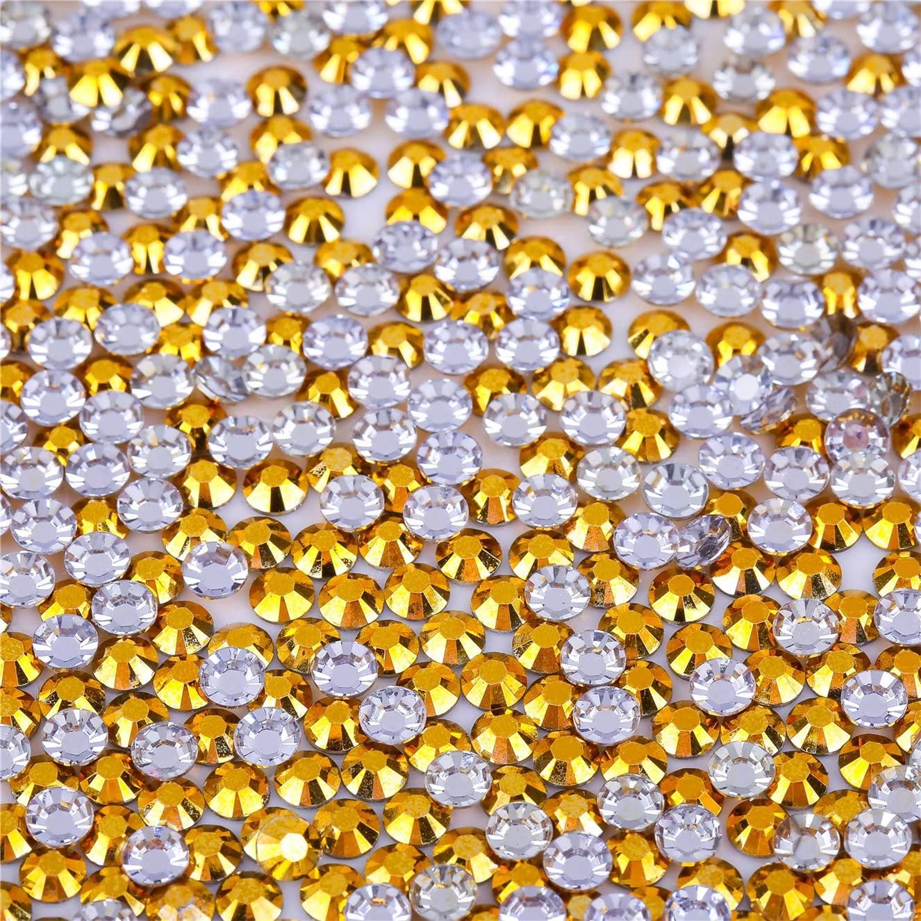 500 Pieces SS30 6mm Flatback AB Rhinestones Clear Glass Round Gems Crystals for Nail Art DIY Crafts Clothes Shoes Bags （Gold）