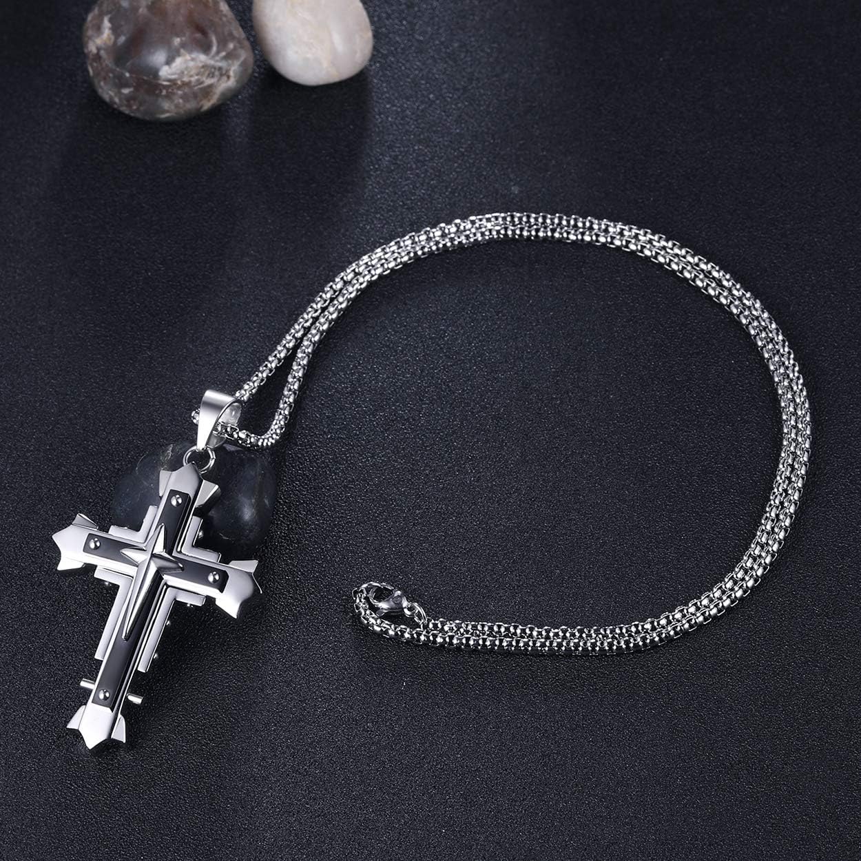 Rehoboth Stylish Holy Stainless Steel Cross Pendant Necklace for Women Men 24" Chain - Image 4