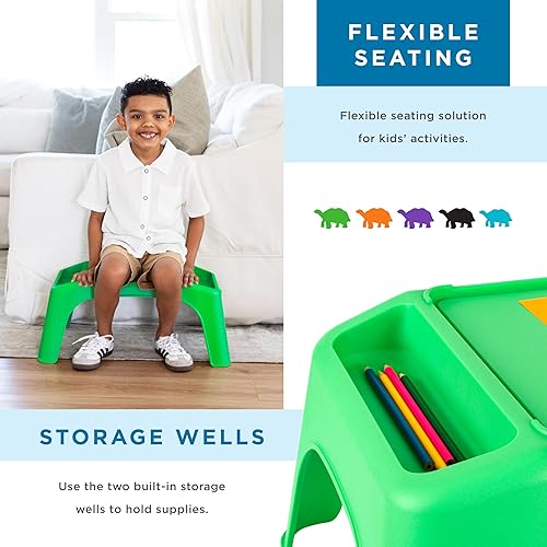 Miniatura 2 de LAPGEAR Turtle Table - Bandeja de escritorio flexible para niños, con almacenamiento para aperitivos, juegos, aula y actividades sensoriales, color