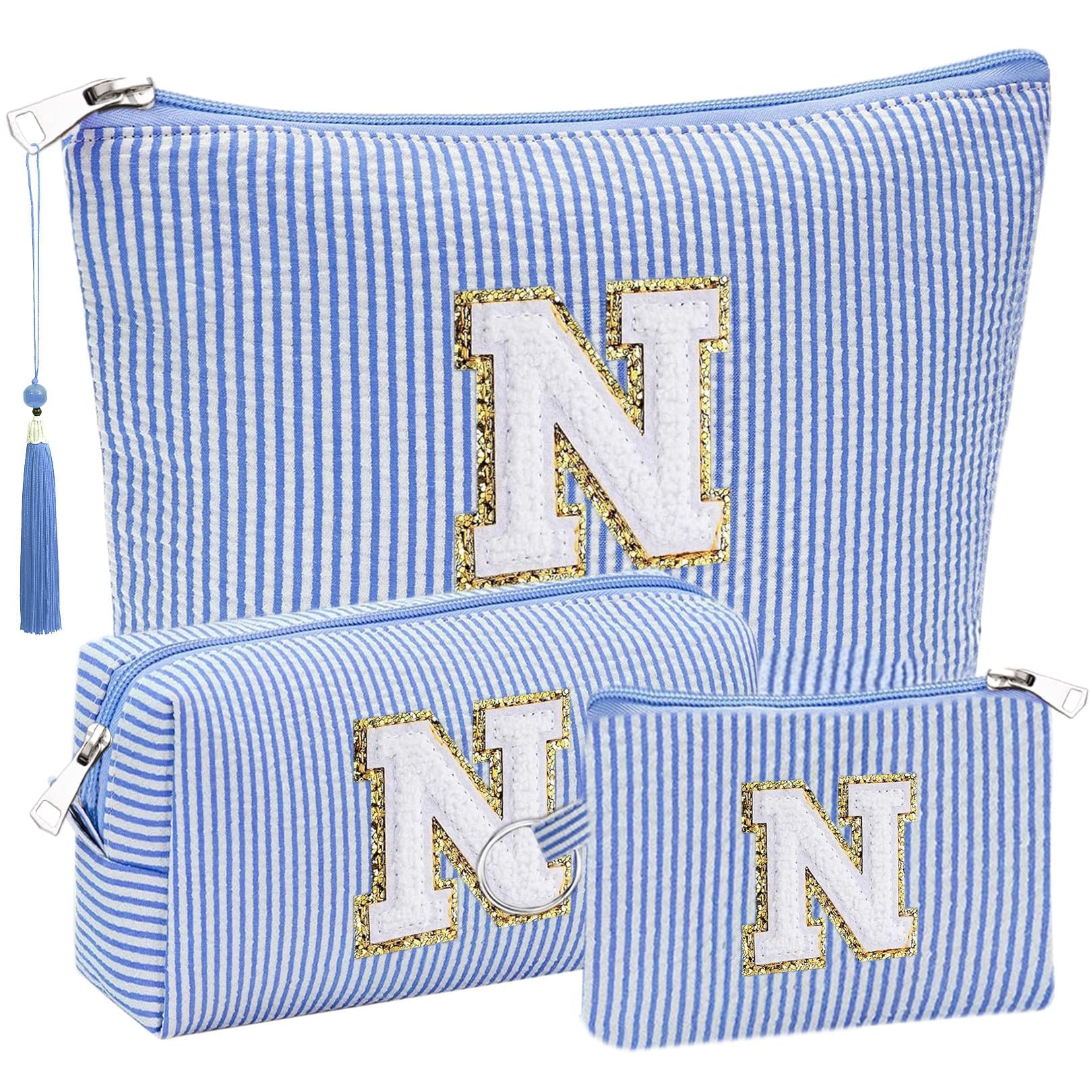 Initial Gifts Travel Cosmetic Makeup Pouch Bags Sets for Purse, 3pcs Stoney Clover Dupes Pouch Makeup Bag, Personalized Cosmetic Bags Set for Women,