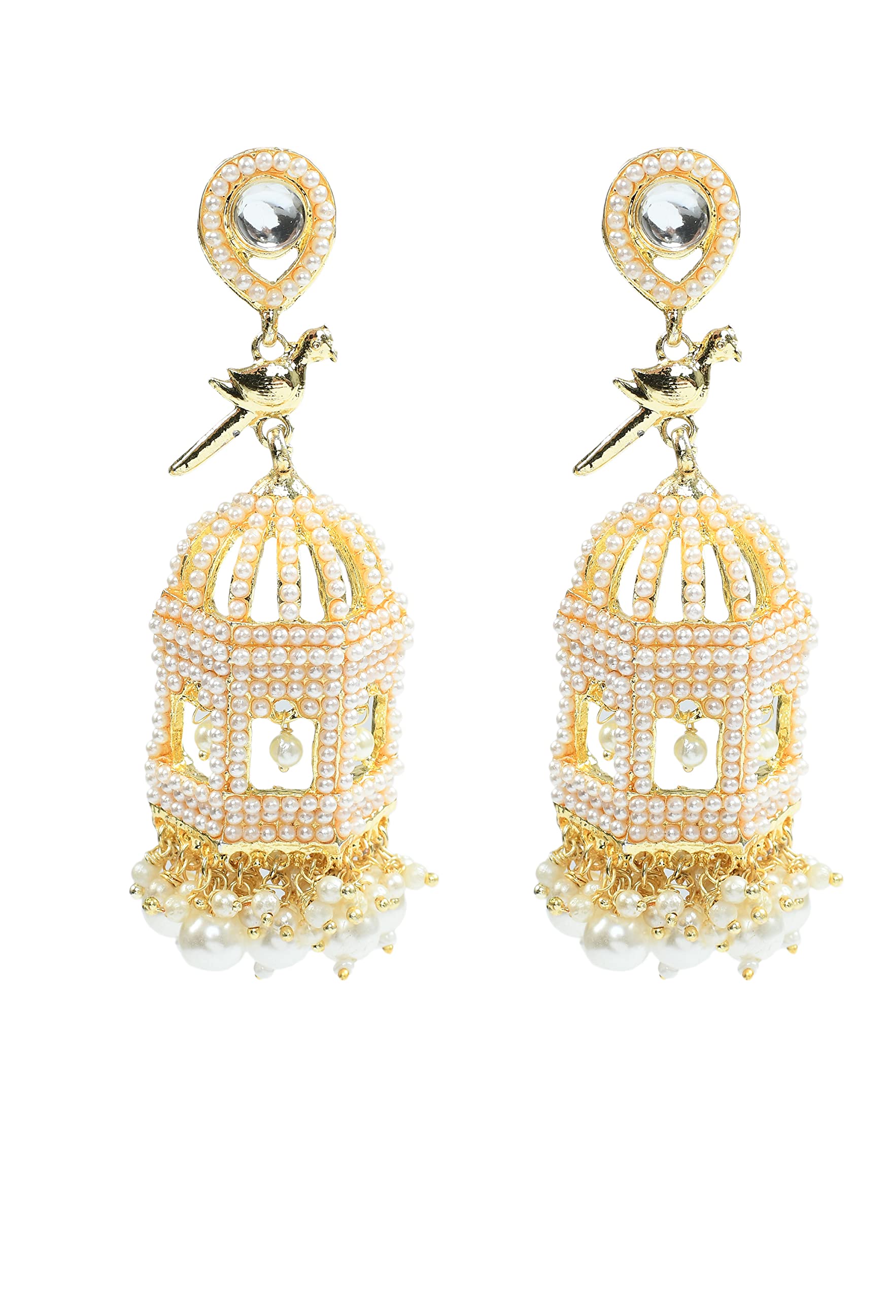 JOHARKAMAL Golden Color Bird Nest Earrings with Pearls, Pack of 1, JKER_154 (B0B2DLLNDR) Amazon Price History, Amazon Price Tracker