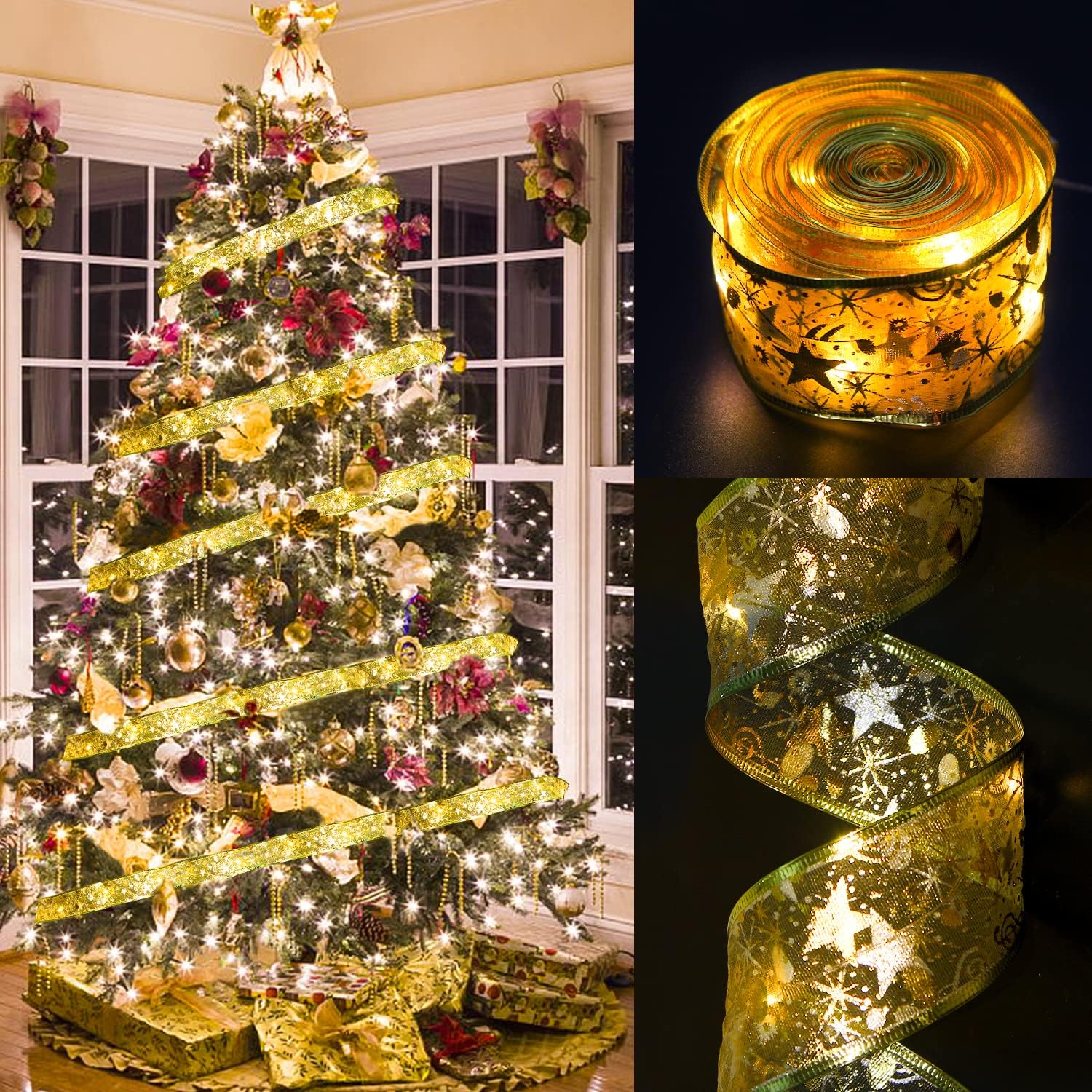 VEYLIN LED Fairy Lights, 4M/13ft Christmas Ribbon String Light Battery Operated Fairy Light for Xmas Tree Decor