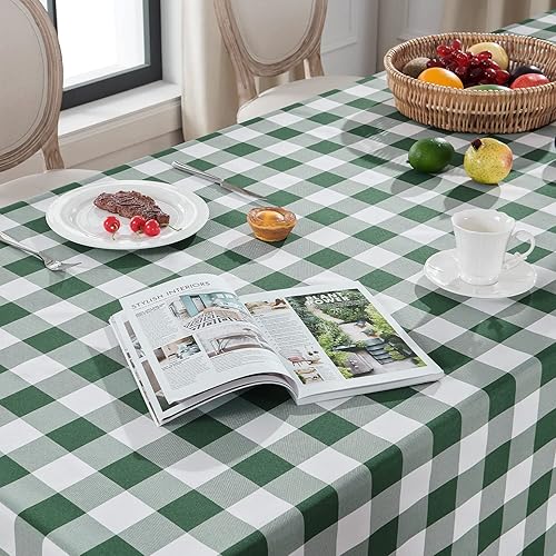 Miniatura 3 de Softalker Mantel rectangular a cuadros, impermeable, resistente a las manchas, lavable, de poliéster, a cuadros, para comedor, campamento, picnic,