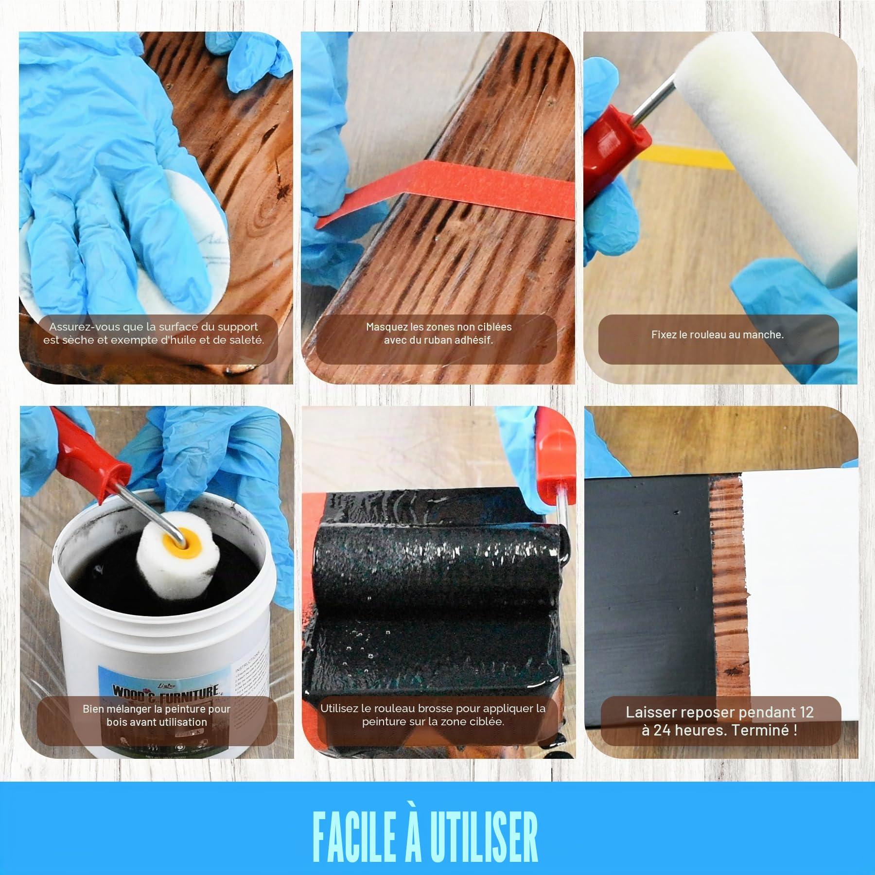Limino Peinture pour Meubles en Bois - 500g Peinture pour Meubles en Bois, Armoires, Portes, Table à Manger et Chaises, Finition Mate à l'Eau, Non Toxique & Faible Odeur, Séchage Rapide (Blanc)