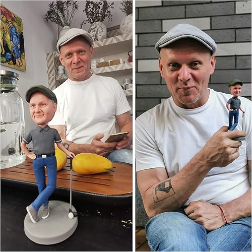 Miniatura 3 de Figuras de Bobbleheads personalizadas, regalo del día del jefe para hombre, muñeca personalizada, jefe masculino en traje negro, escultura