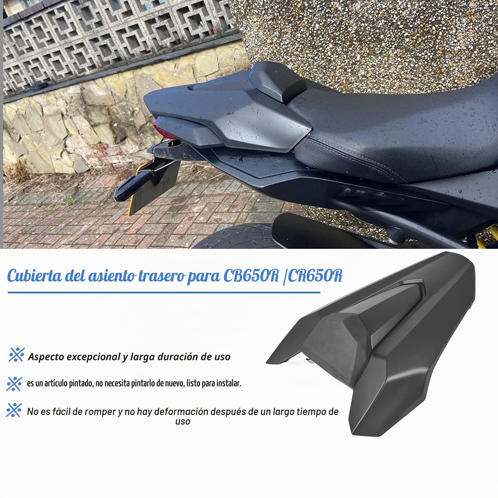 Cubierta de carenado para Asiento de Pasajero Trasero, Compatible con HO-NDA CB650R CBR650R CB 650R CBR 650R CB 650 R CBR 650 R, Accesorios 2019 2020 (Negro Mate)