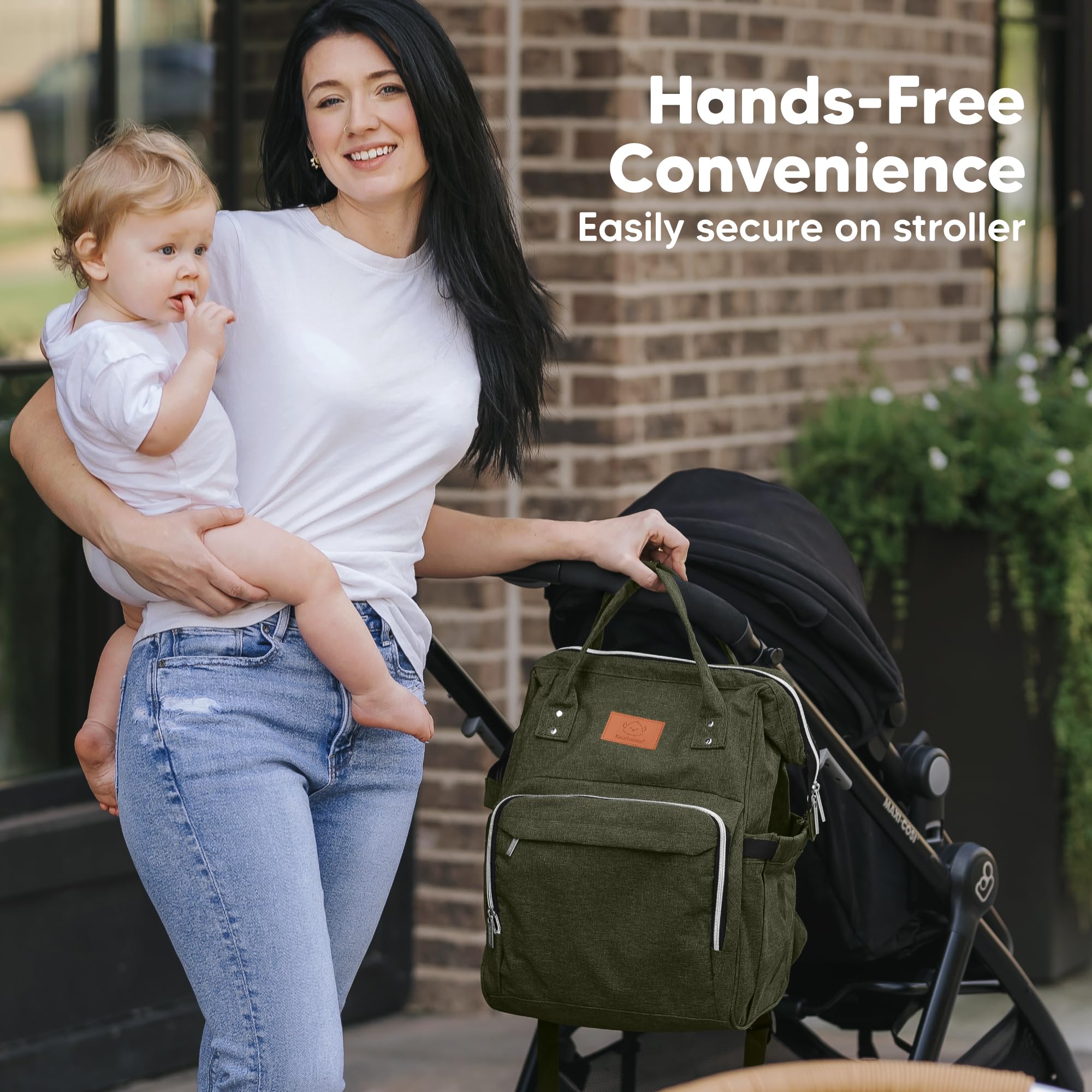 KeaBabies borsa fasciatoio con fasciatoio - zaino fasciatoio per bambini,bambine,borsa per pannolini multifunzionale impermeabile, zaino fasciatoio grande per bambini, borse per la Mama(Dark Olive)