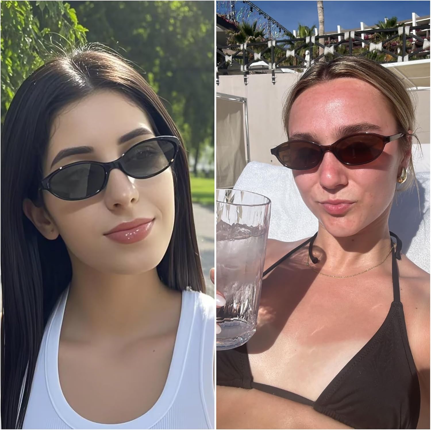 Eyegla 8 Pack Small Retro Oval Sunglasses Trendy Cat Eye Sunglasses Colorful Narrow Party Glasses Bulk for Women - Image 6