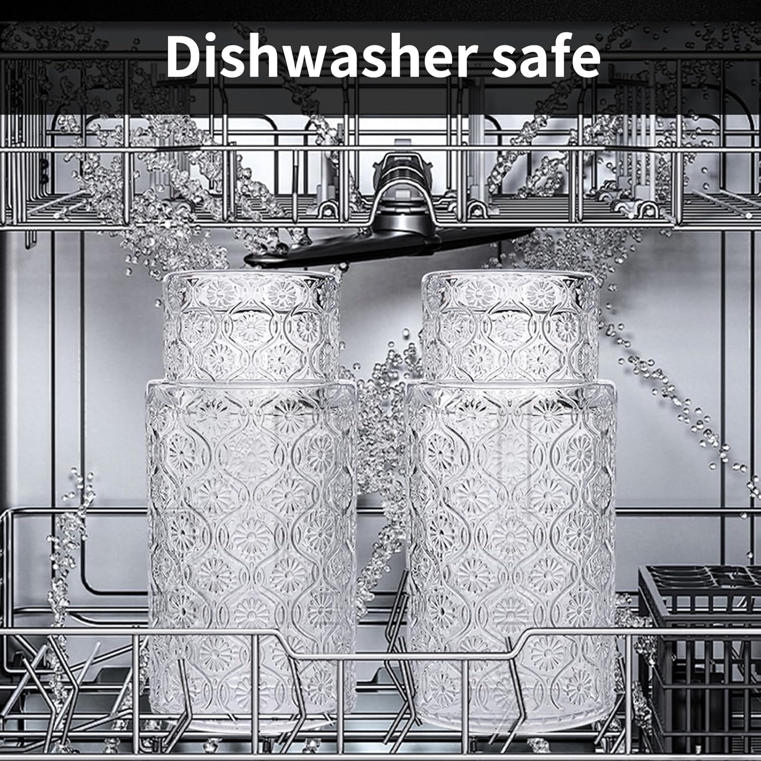 16oz Glass Cups with Lids and Straws, 6 Pack Vintage Drinking Glasses Tumblers Polka Dot Iced Coffee Cups for Kitchen, Home, Office, Gifts - Image 6