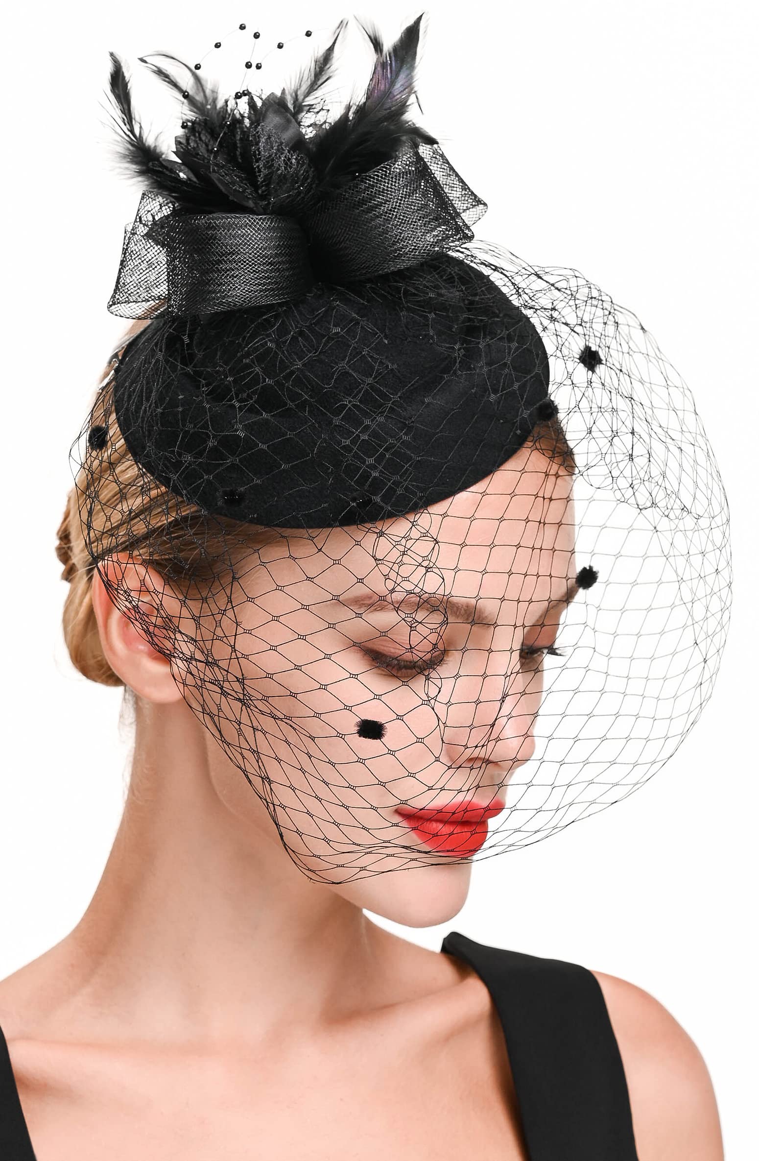 Fascinator Hats for Women Pillbox Hat 