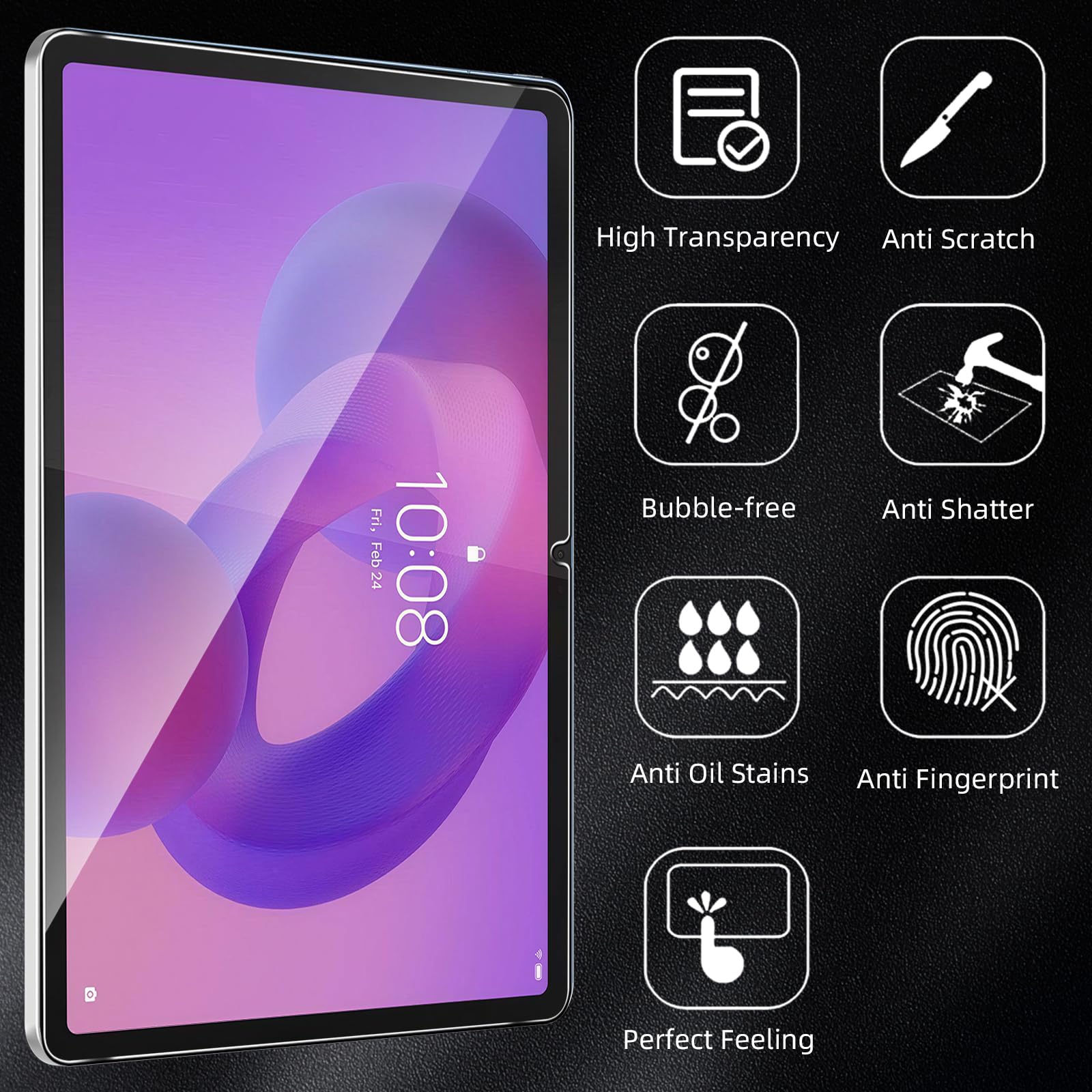Coiwxmoi Szkło hartowane [2 sztuki] do Lenovo Idea Tab Pro/Yoga Tab Plus 2025 / Tab P12 2023 (12,7"), folia ochronna na ekran, 9 godzin jasności HD, odporna na zarysowania