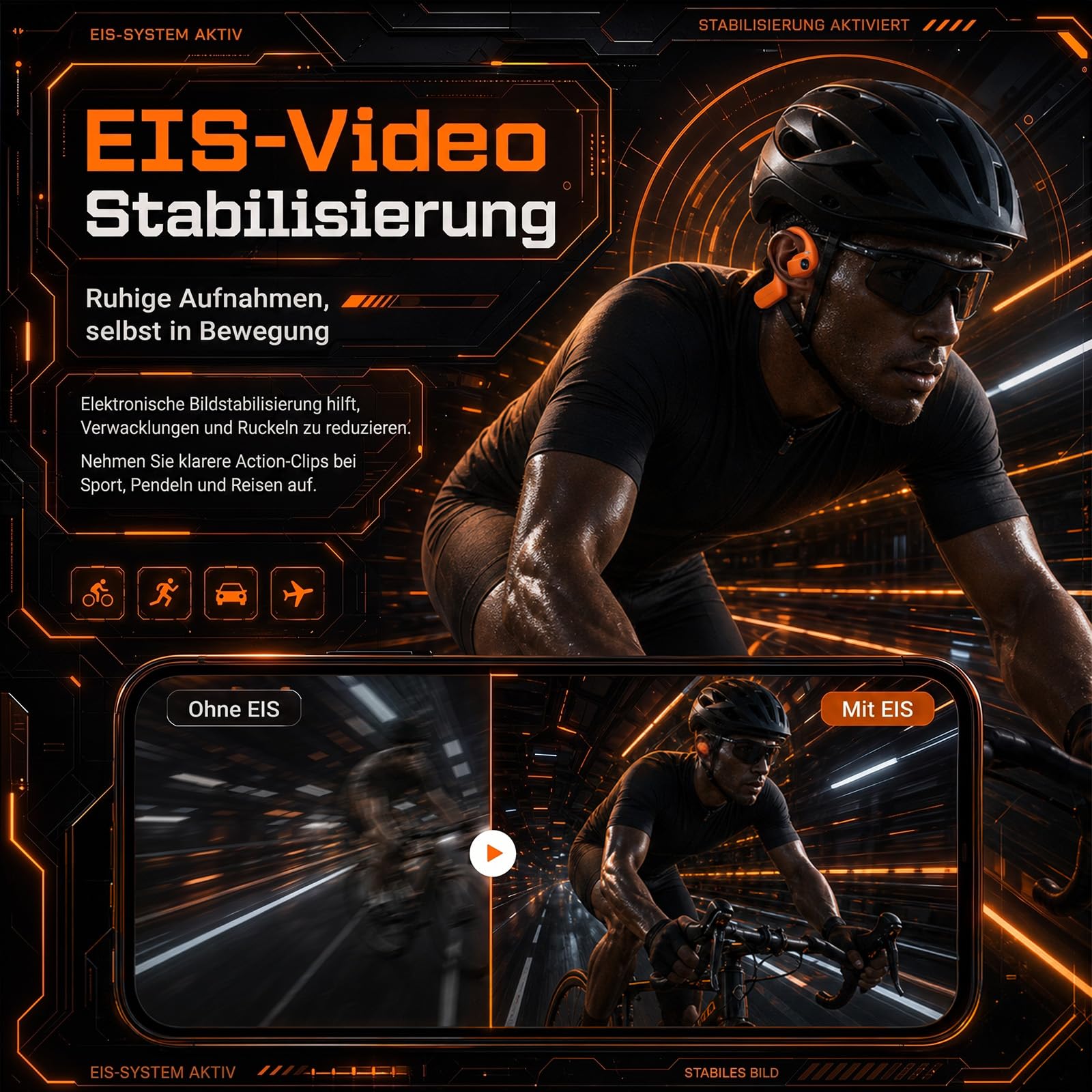iPalamila Knochenschall-Kopfhörer mit Kamera – 8MP EIS-stabilisierte Kamera, KI-Übersetzungsfunktion, IP65 wasserdicht, Bluetooth Open-Ear Sportkopfhörer für Laufen