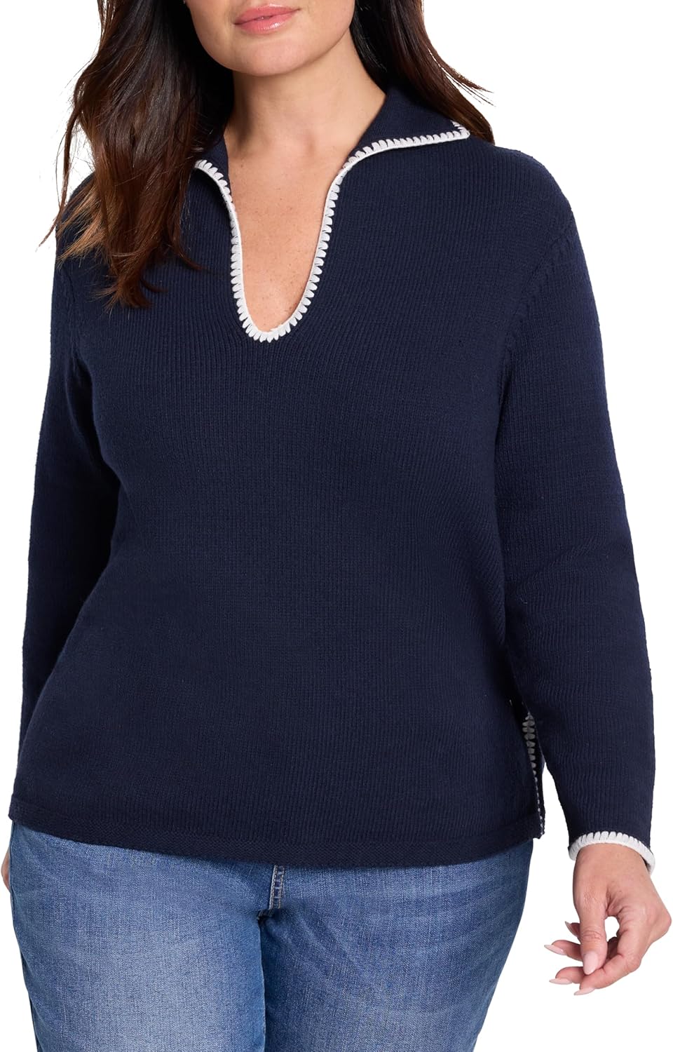NIC+ZOE Womens Blanket Stitch Getaway Sweater
