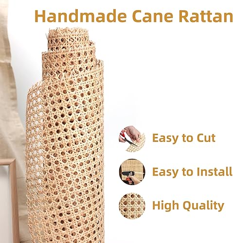 Miniatura 2 de Rollo de cincha de ratán de 14 pulgadas de ancho, material de bastón natural de ratán de 3.3 pies para gabinete, silla, muebles, con 319 pulgadas
