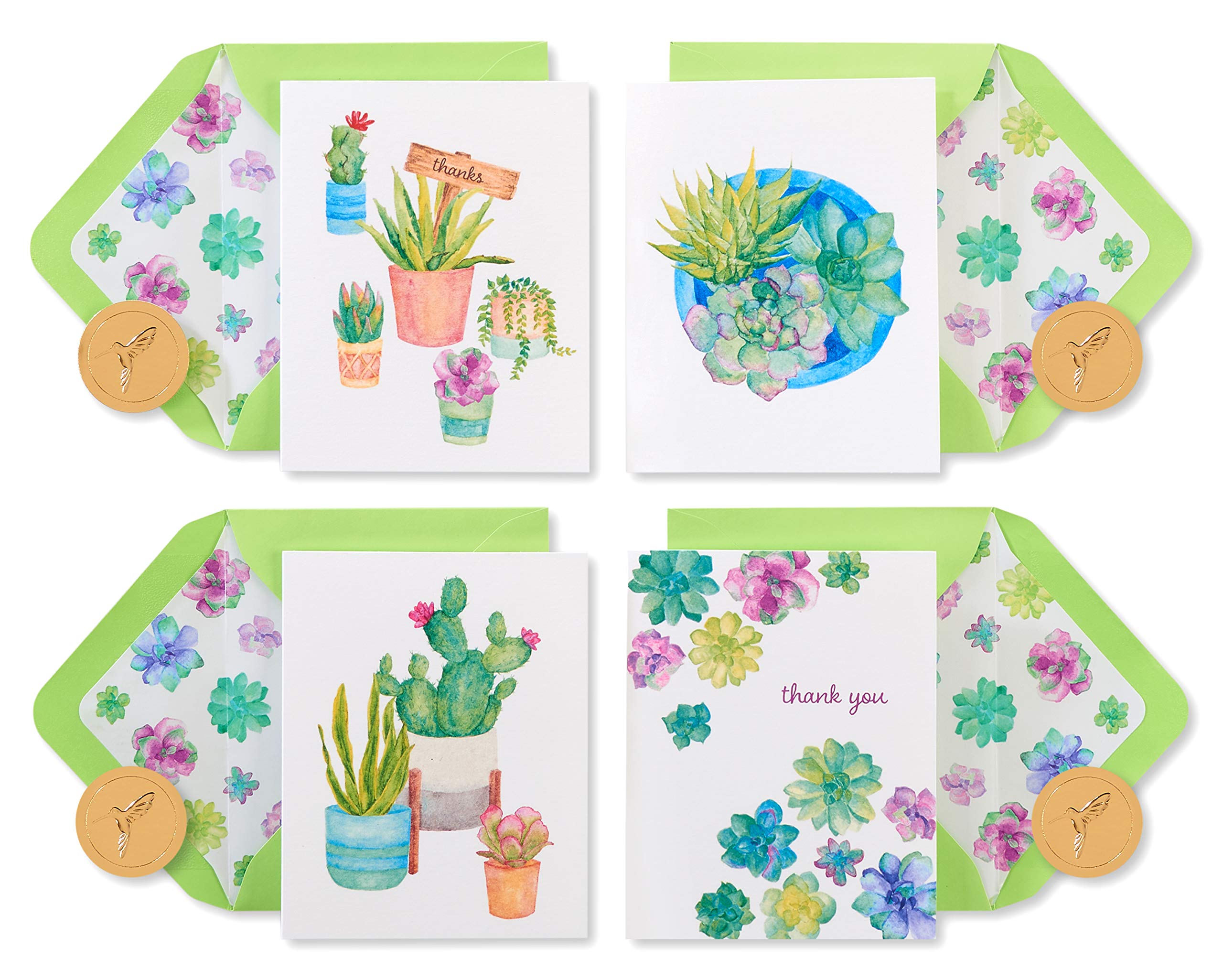 Papyrus Thank You Cards with Envelopes, Succulent (20-Count)