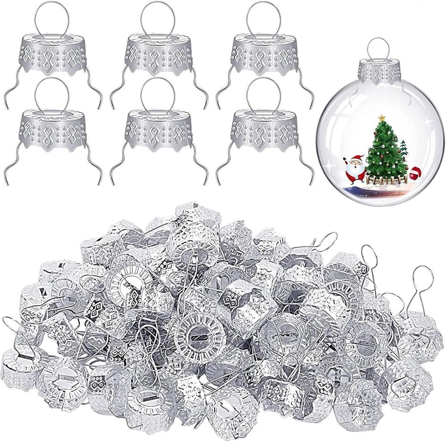 Ornament Caps 600 Pcs Aluminium Christmas Ball Caps Gold Silver Electroplating Tree Decorations DIY Ornaments Cap(Gold)