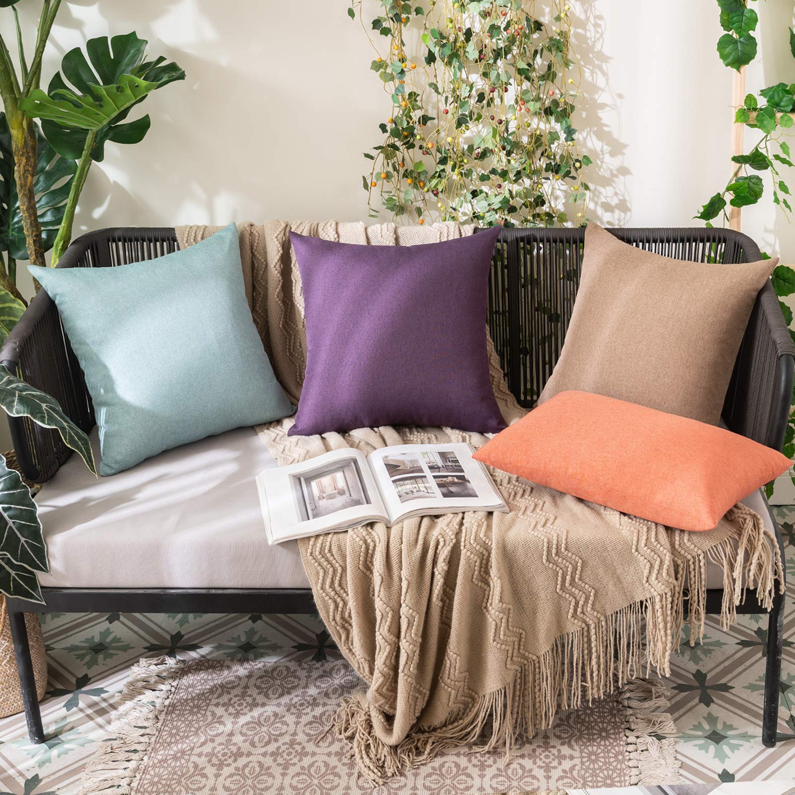 MIULEE Lot de 2 taies d'oreiller coussin décoratif laine taies d