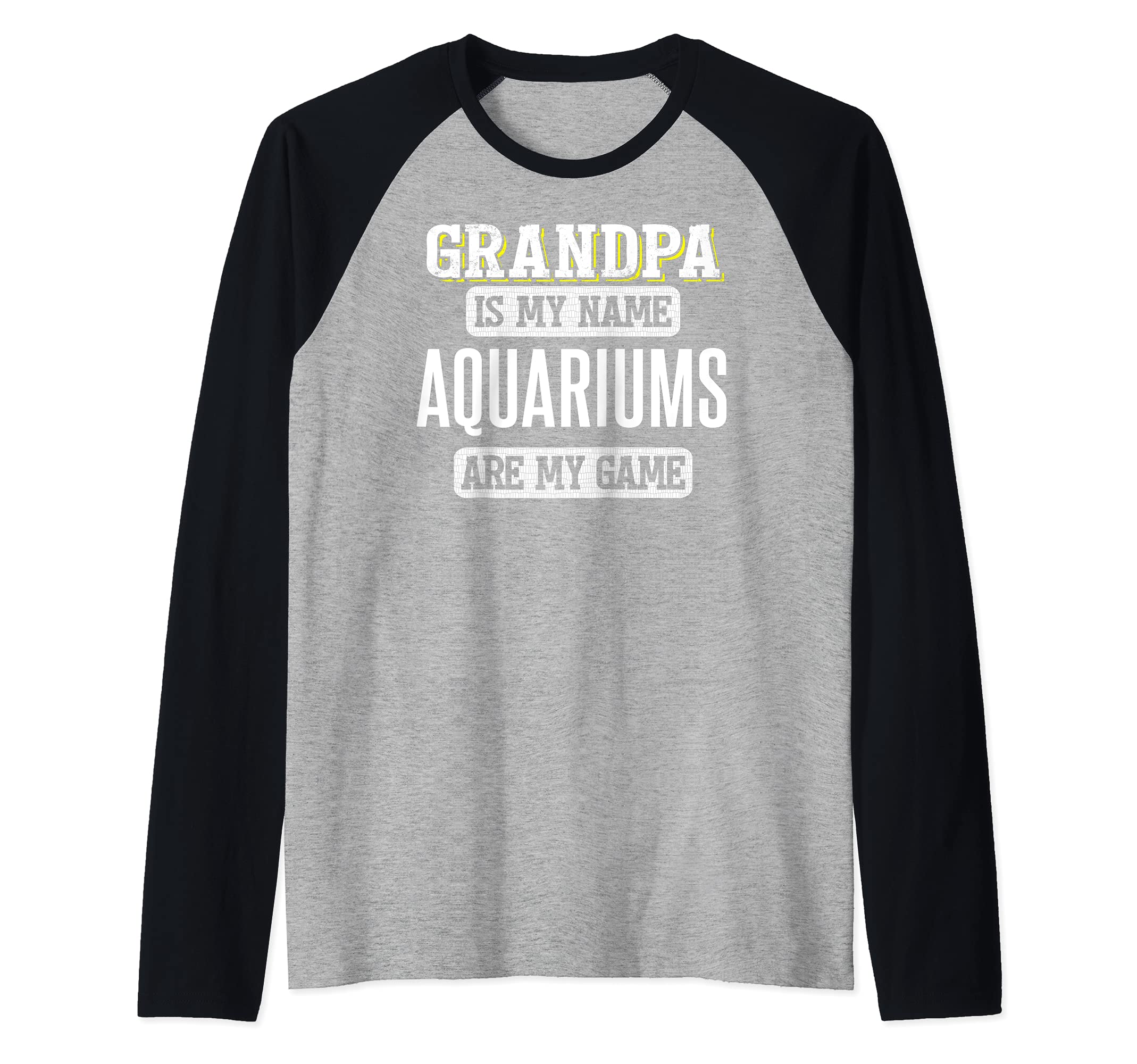 Funny Aquariums Gift for Grandpa Fathers Day Design Raglan Baseball Tee, Black
