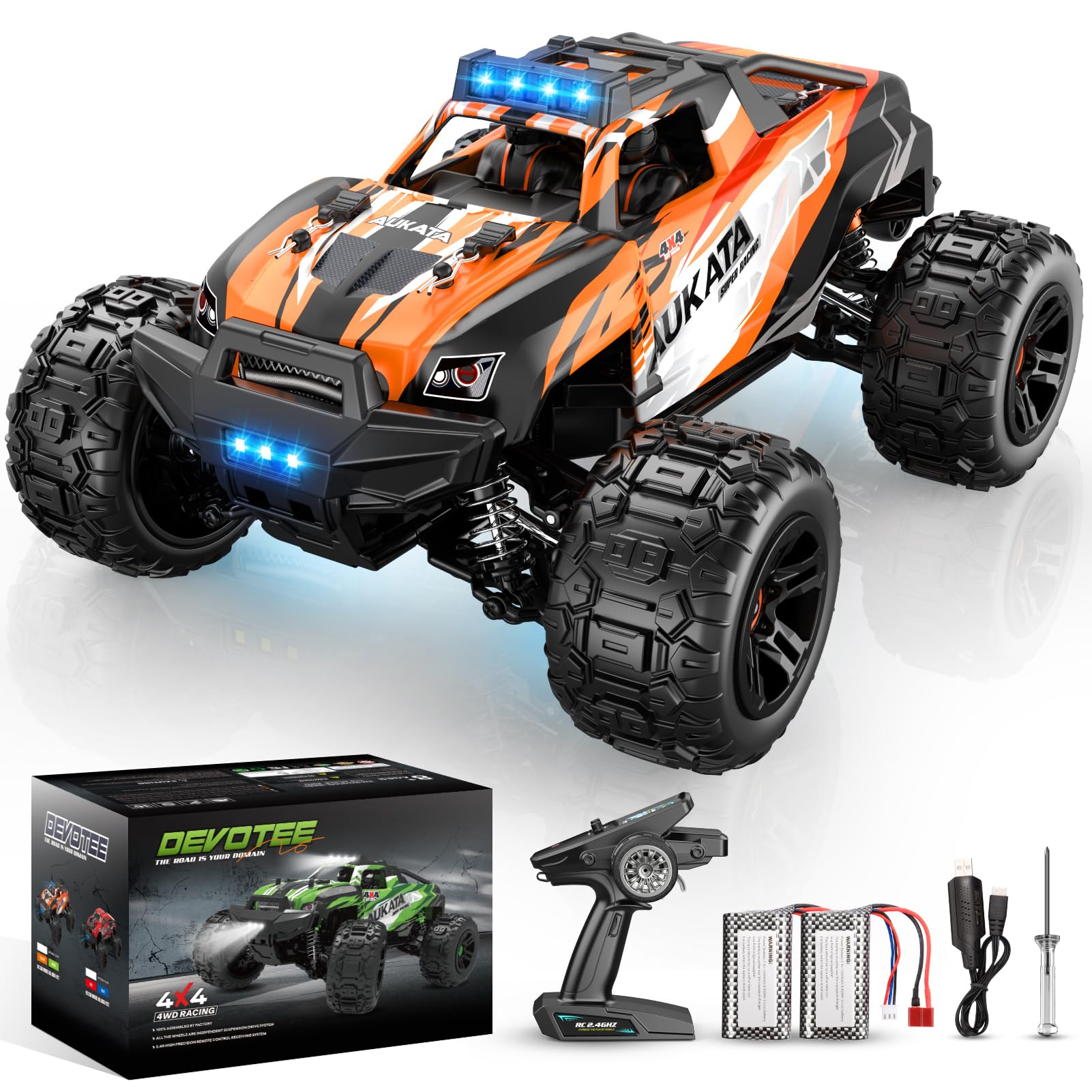 HappyGoLucky 1:18 Coche Teledirigido 36KM/H, 4WD Coche RC Monster Truck Teledirigido, Coche Radiocontrol Juguete para Niños Adultos - Regalo Navidad para Niños Adultos