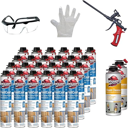 Kraken Bond Fastcoat - Aislamiento de espuma en aerosol, espuma de celda cerrada, espuma de poliuretano, aislamiento térmico y aerosol acústico,