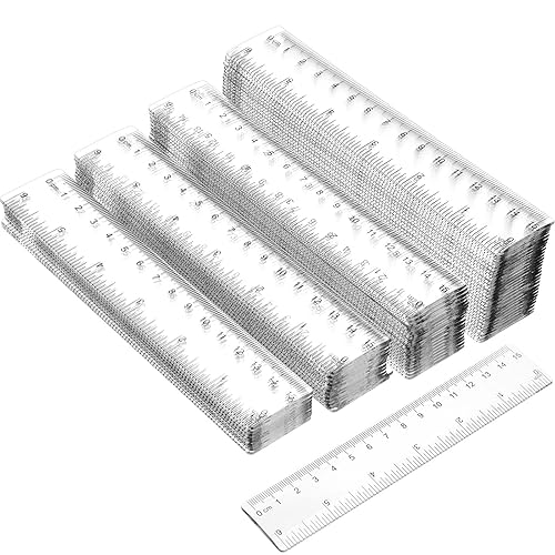 Reglas flexibles de plástico transparente a granel de 6 pulgadas con pulgadas y centímetros, regla pequeña, herramientas de dibujo de medición recta