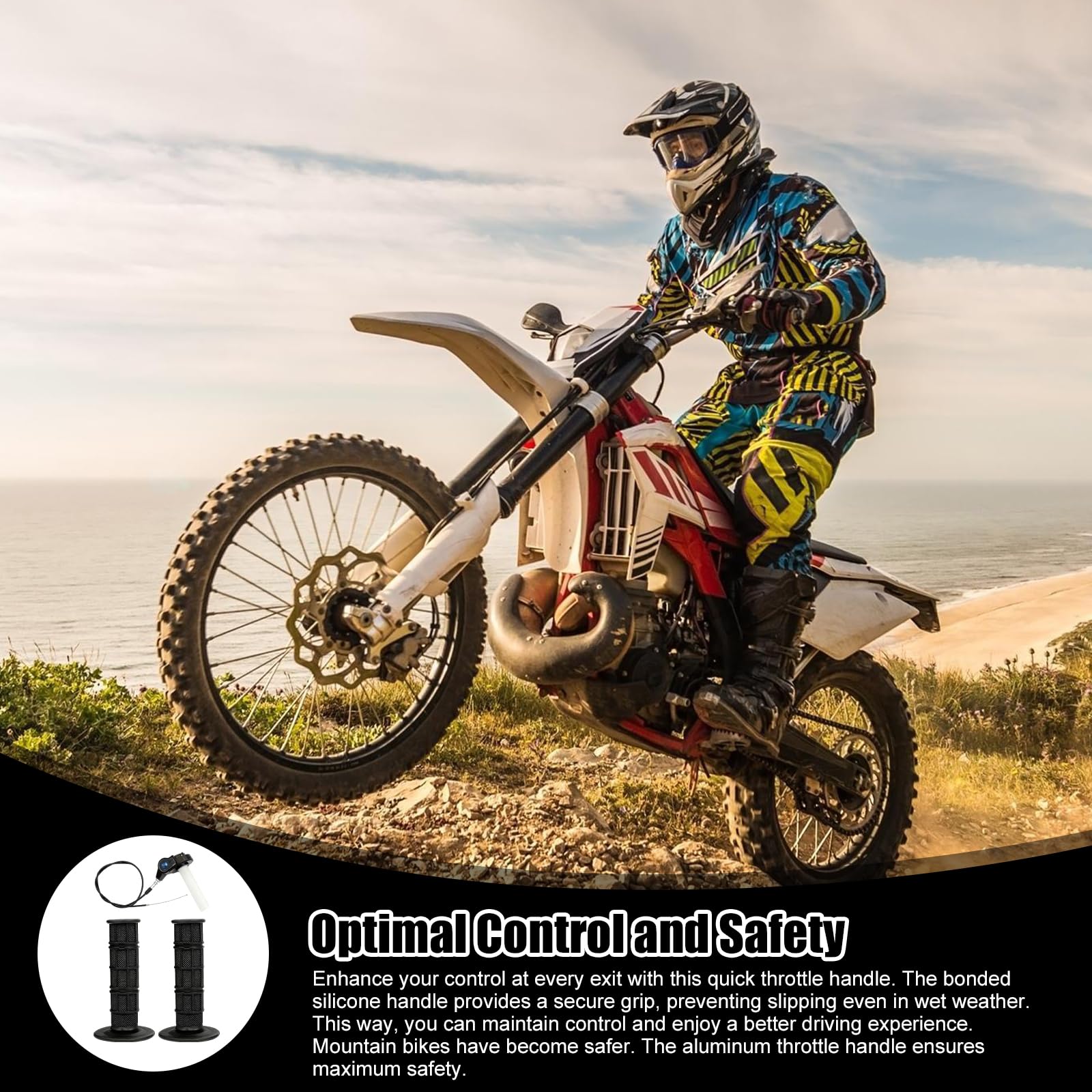 Manopole Dell'acceleratore: Impugnatura per Gas Rapido, Manopole Del Manubrio, Con Cavo Dell'acceleratore, Compatibile Con Moto Da Cross, Pitbike, Quad E Atv 50cc-250cc (Nero)