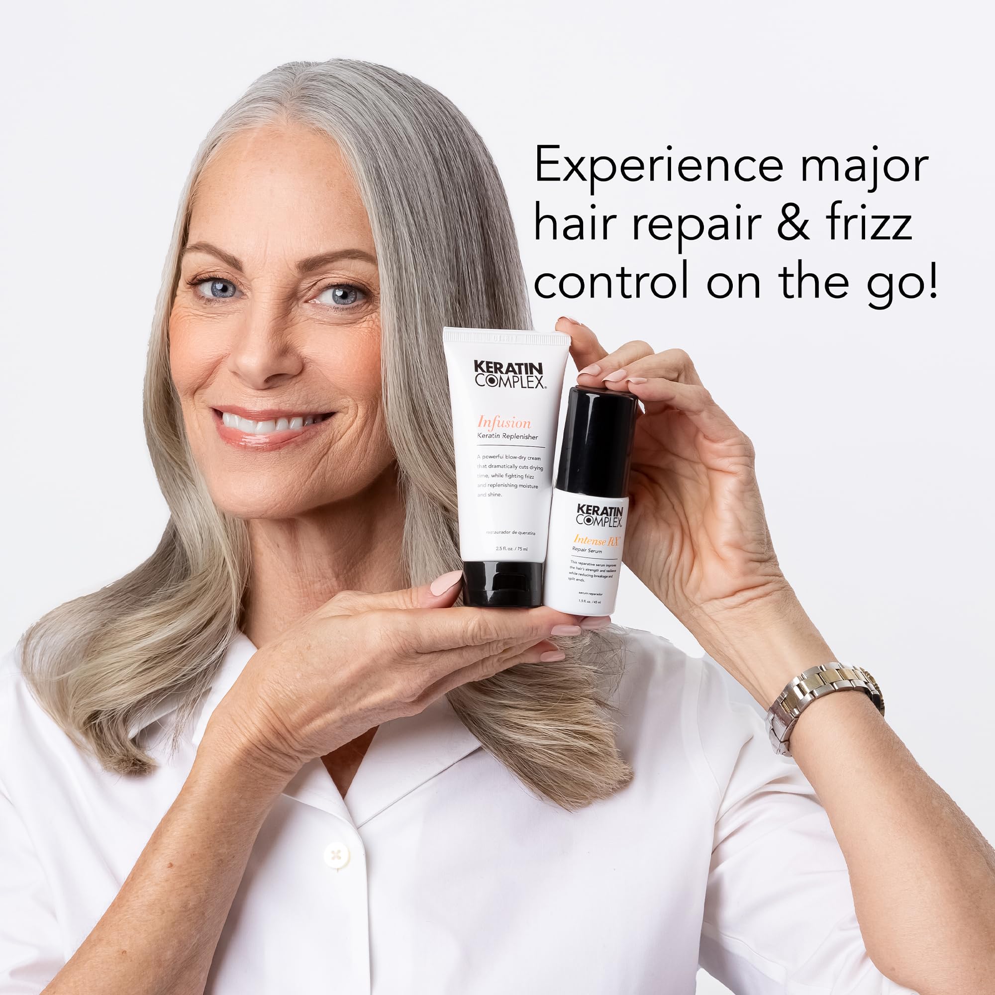 Keratin Complex - Red Carpet Blow Dry Kit -Infusion Keratin Replenisher, 2.5 fl oz & Intense RX Repair Serum, 1.5 fl oz