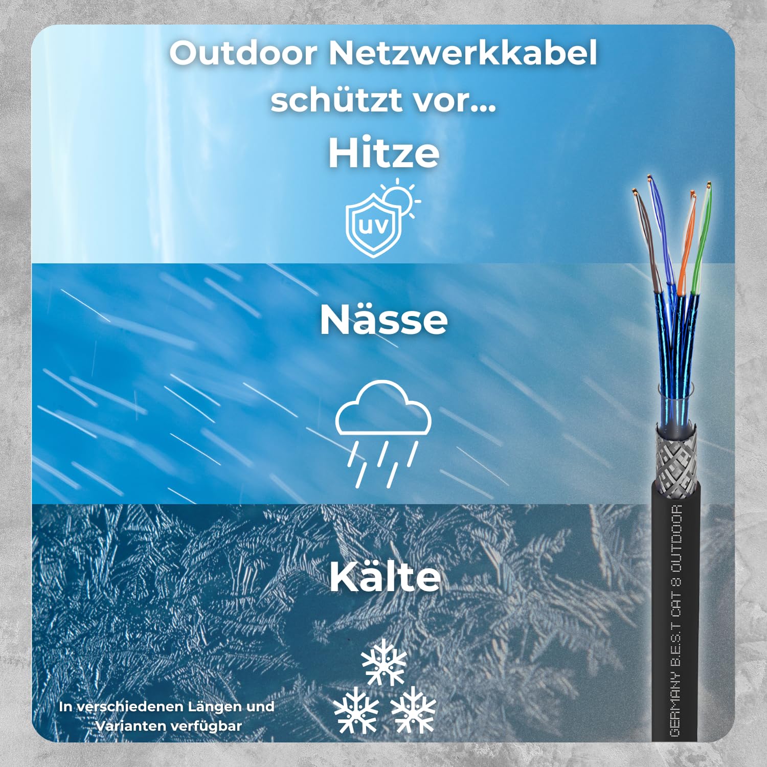 Germany B.e.s.t Simplex CAT 8 - Cable de red para exterior, 100 m, sin halógenos, 40 Gbps, CAT8, CAT8.1 LAN