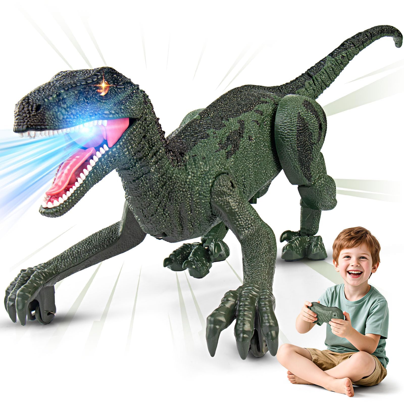 Dinosaur Toys for Kids, 2.4GHz Remote Control Dinosaur with Walking | Realistic Sounds, Demo Mode, Rechargeable Jurassic Toys for 3-5, 5-7, 8-12, Birthdays, Parties, Christmas, Children’s Day
