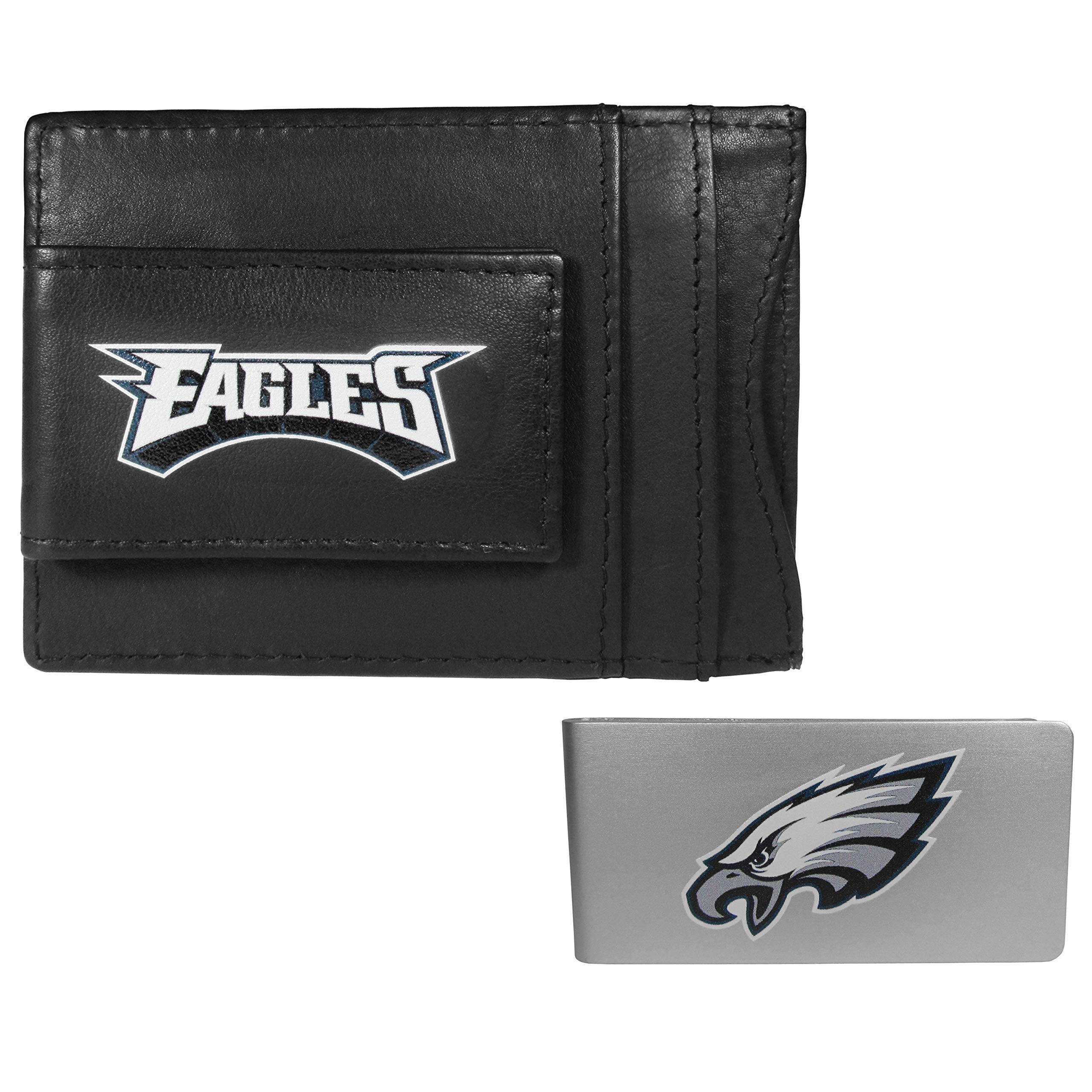 NFL Philadelphia Eagles Unisex Leather Cash & Cardholder & Money Clip, Black, One Size-image-10