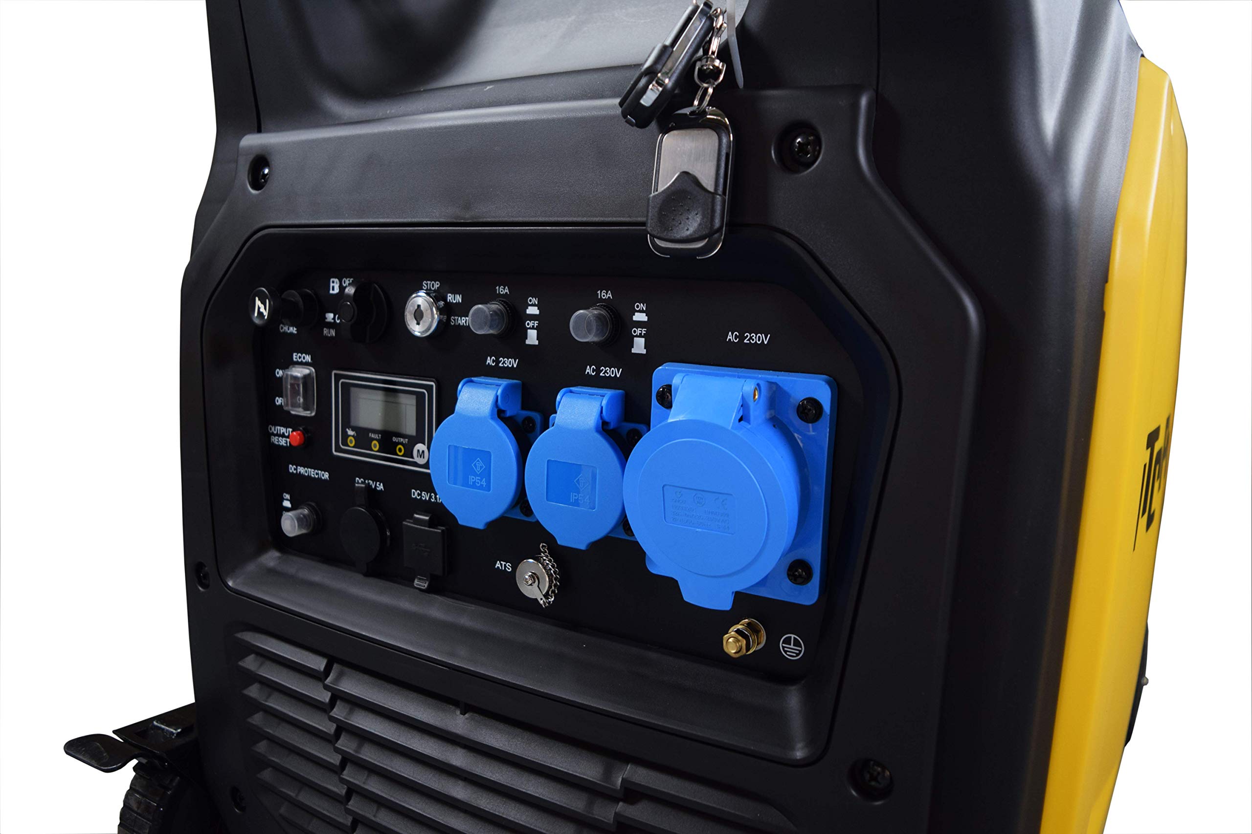 ITCPower Generador Inverter Gasolina 6500W Silencioso Profesional 230V - Generador Eléctrico con Arranque Eléctrico Compatible ATS para Emergencias - Generador Potente Seguro Electrónica