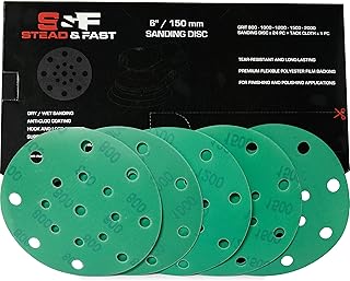 6 inch Sanding Discs Hook and Loop, 800 1000 1200 1500 2000 High Grit 24 pc, Durable Assorted Round Sand Paper Pad for Fine Sanding/Polishing with Power Orbital Sander, Tack Cloth by S&F STEAD & FAST