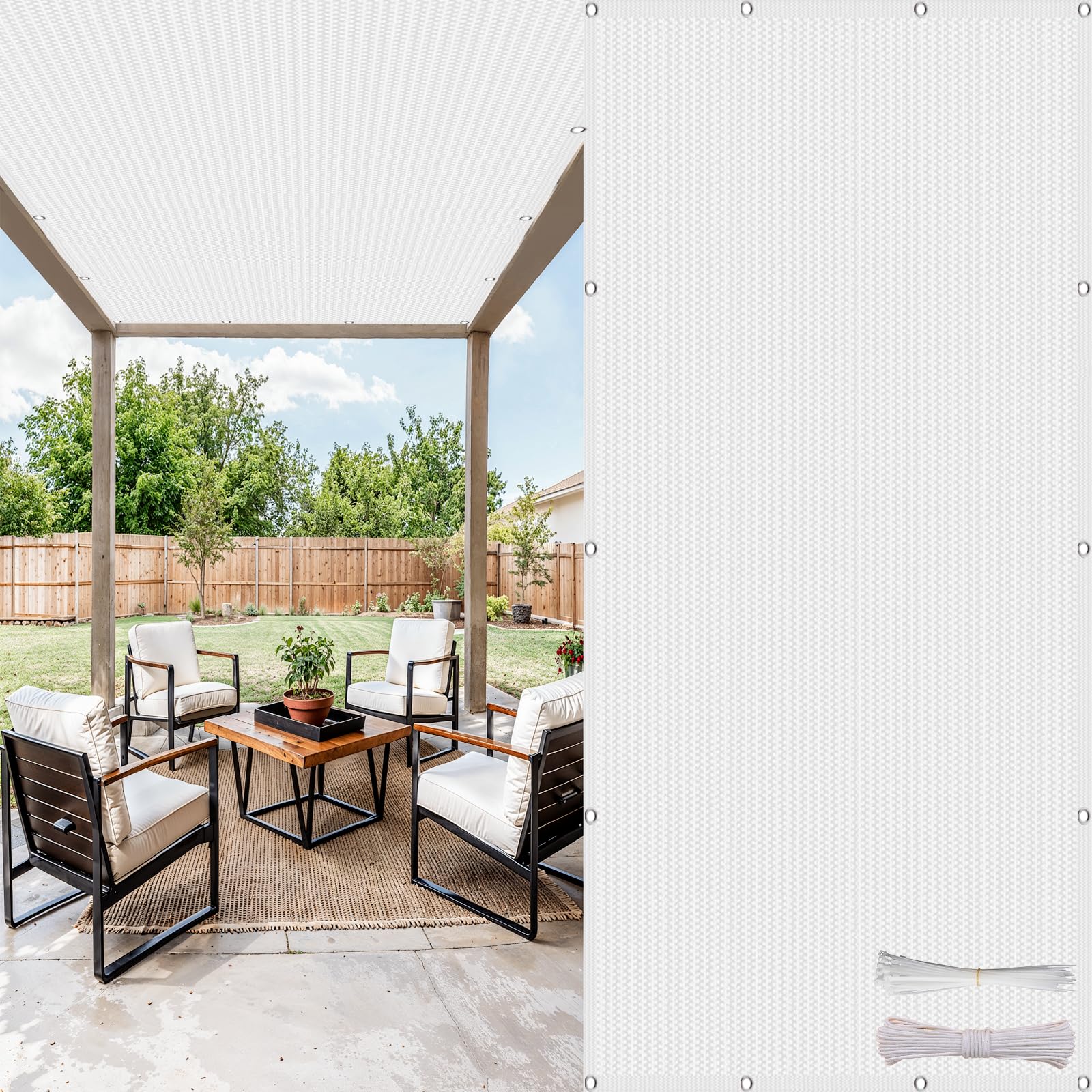 Toile d'ombrage respirante bloquant 98% des UV pour une fraîcheur continue sur le patio