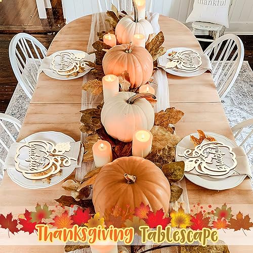 Miniatura 5 de 12 piezas de decoración de platos de madera de calabaza de Acción de Gracias, recortes de madera de agradecimiento, otoño, agradecidos benditos