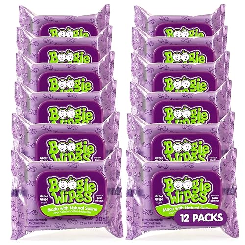 Miniatura 10 de Boogie Toallitas húmedas para bebé para cara manos cuerpo y nariz hechas con vitamina E aloe manzanilla y solución salina natural aroma a uva morado