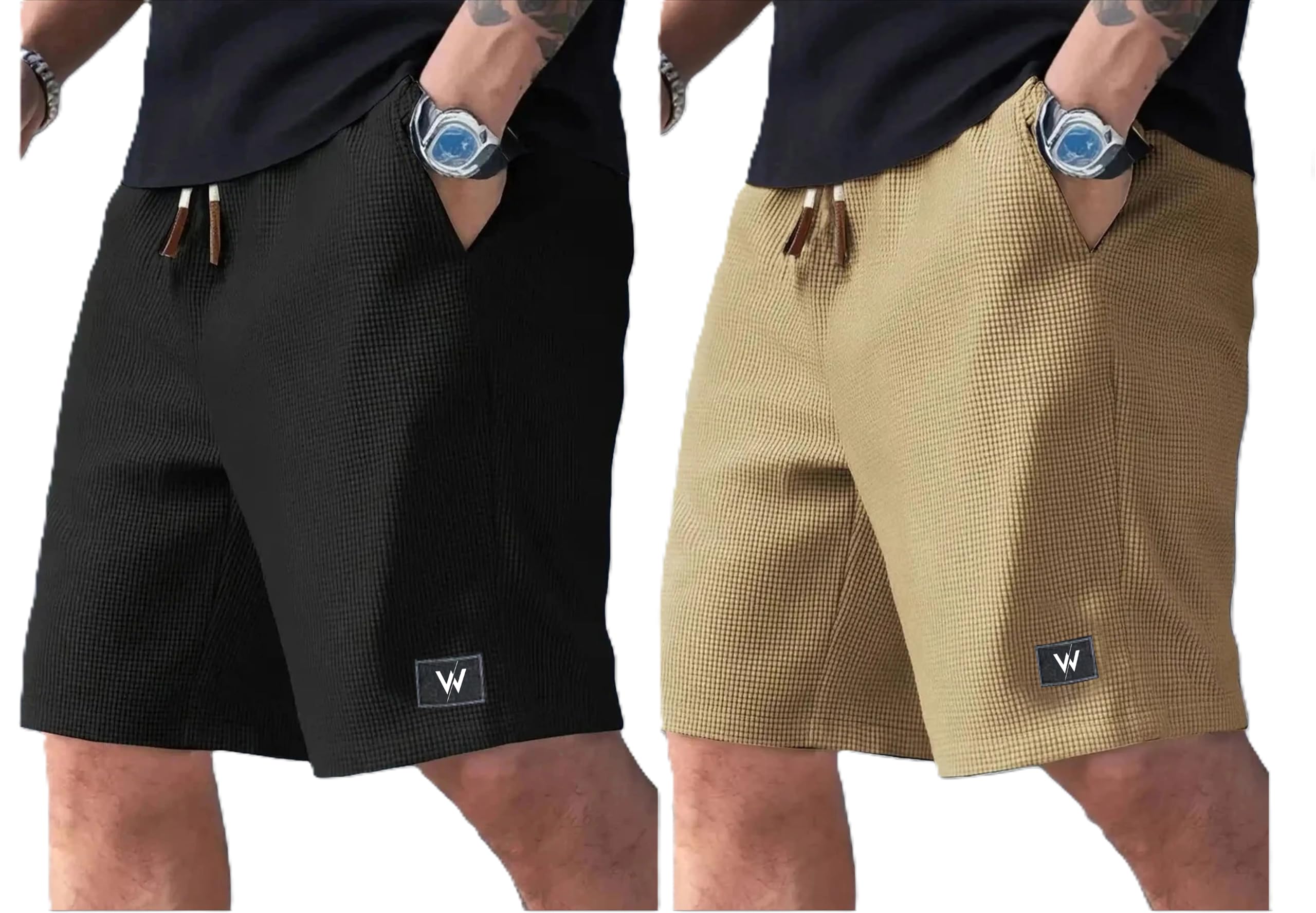 Men's Athletic Shorts, Quick-Dry Textured Fabric, Drawstring Waist with Brand Logo, Pack of 2-picture-31