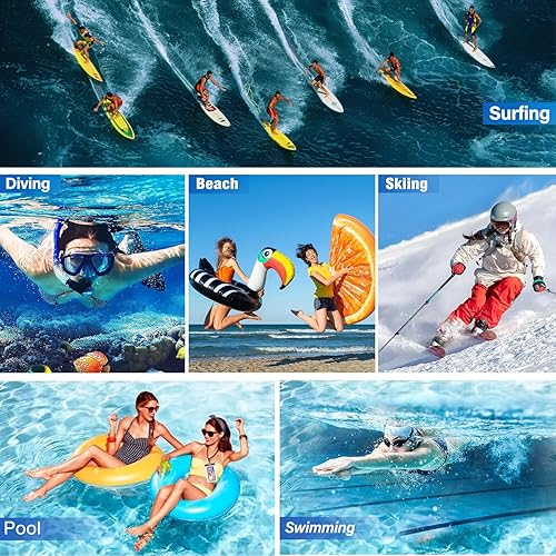 Miniatura 6 de Bolsa impermeable para teléfono celular paquete de 5 fundas universales a prueba de agua con cordón para el cuello, soporte transparente para