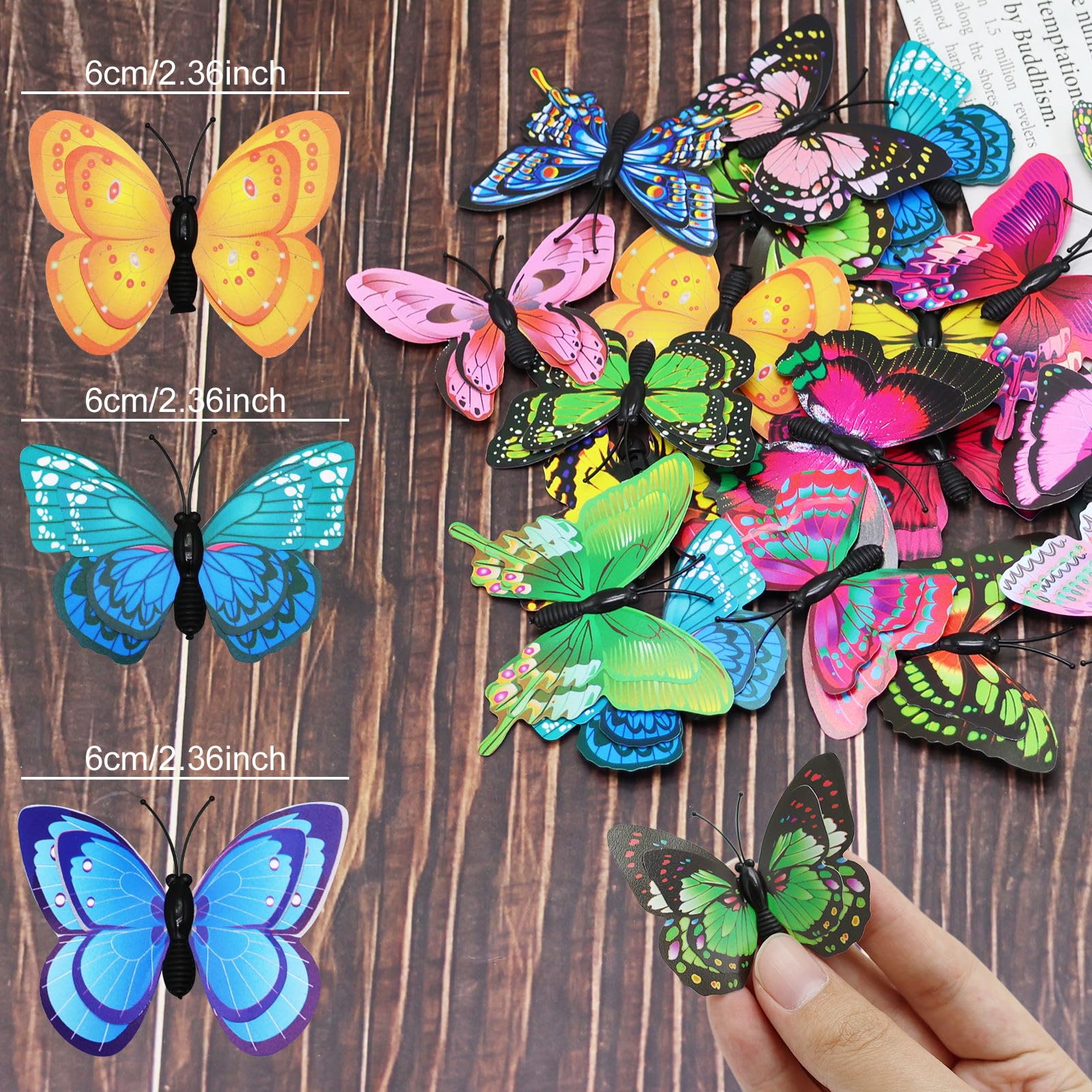 OHREN 30 Stück Bunte Schmetterlinge Mit Sicherheitsnadeln - Deko Für Kleidung & Zimmer